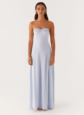 Tayla Linen Maxi Dress - Blue Perfectly Styled