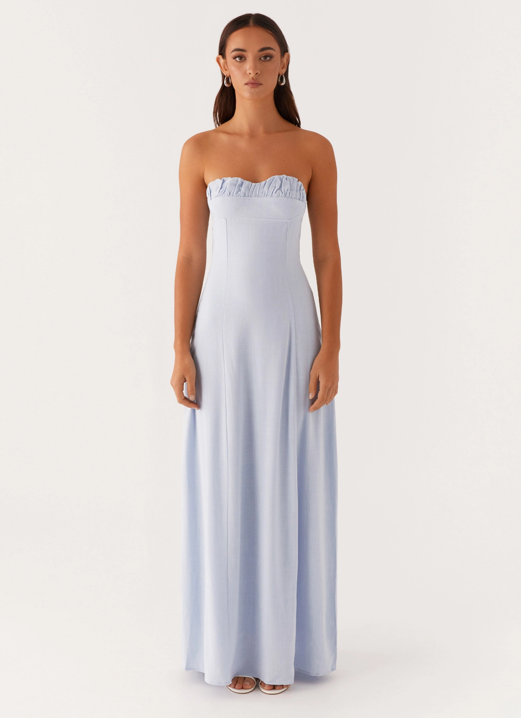 Tayla Linen Maxi Dress - Blue Perfectly Styled
