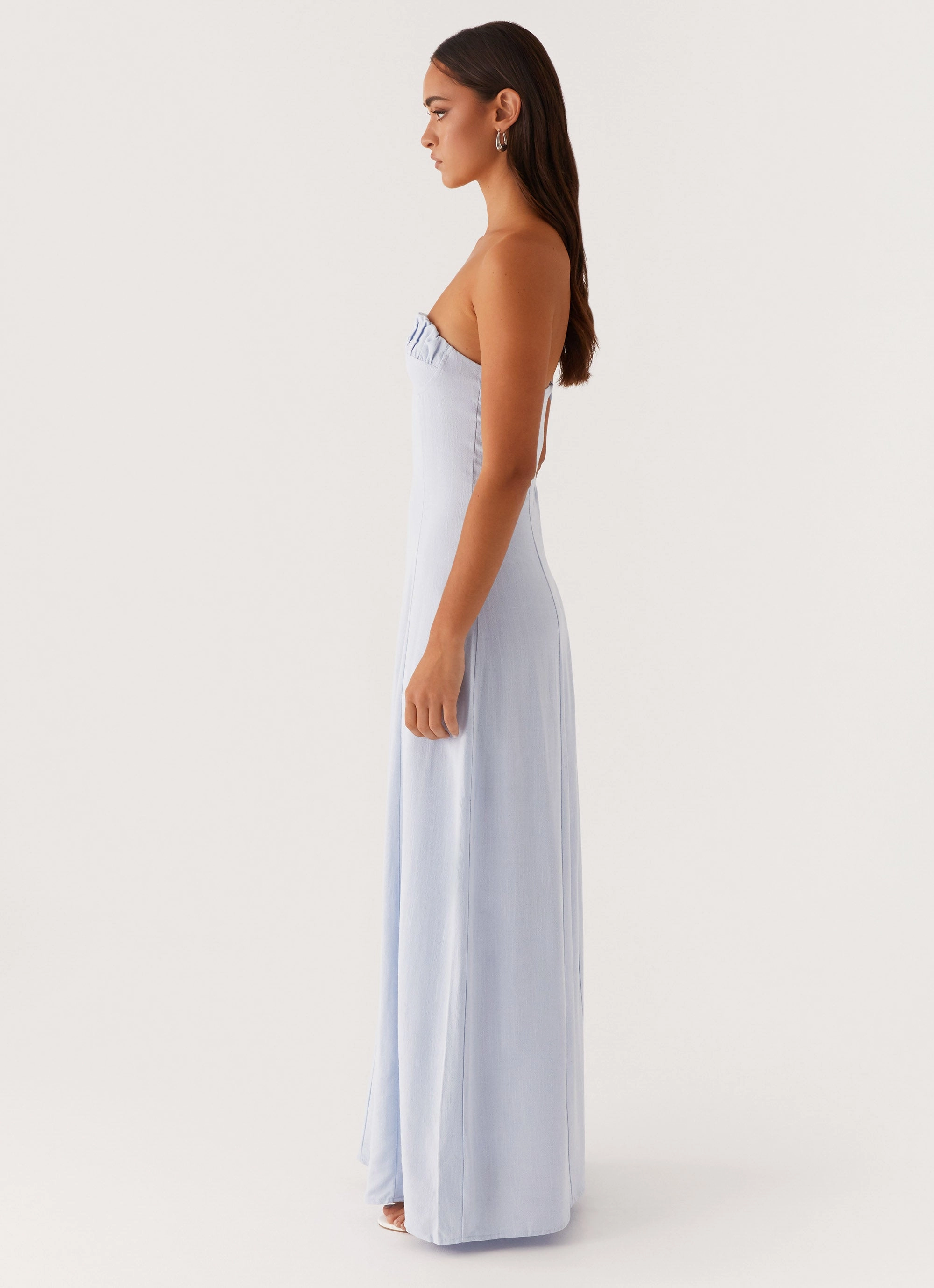 Tayla Linen Maxi Dress - Blue Easy Tones