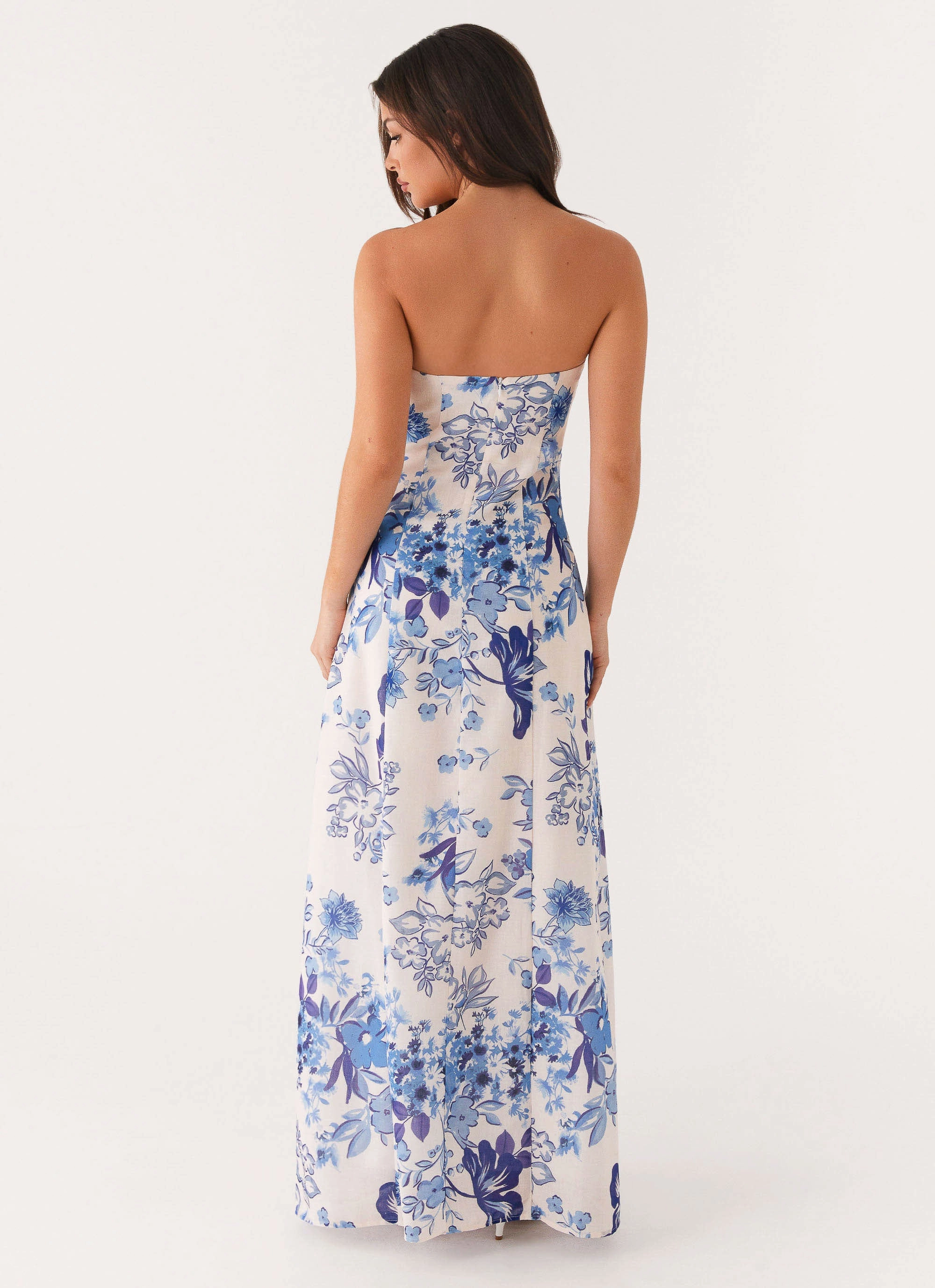 Compressible Tayla Linen Maxi Dress - Serene Sky Floral