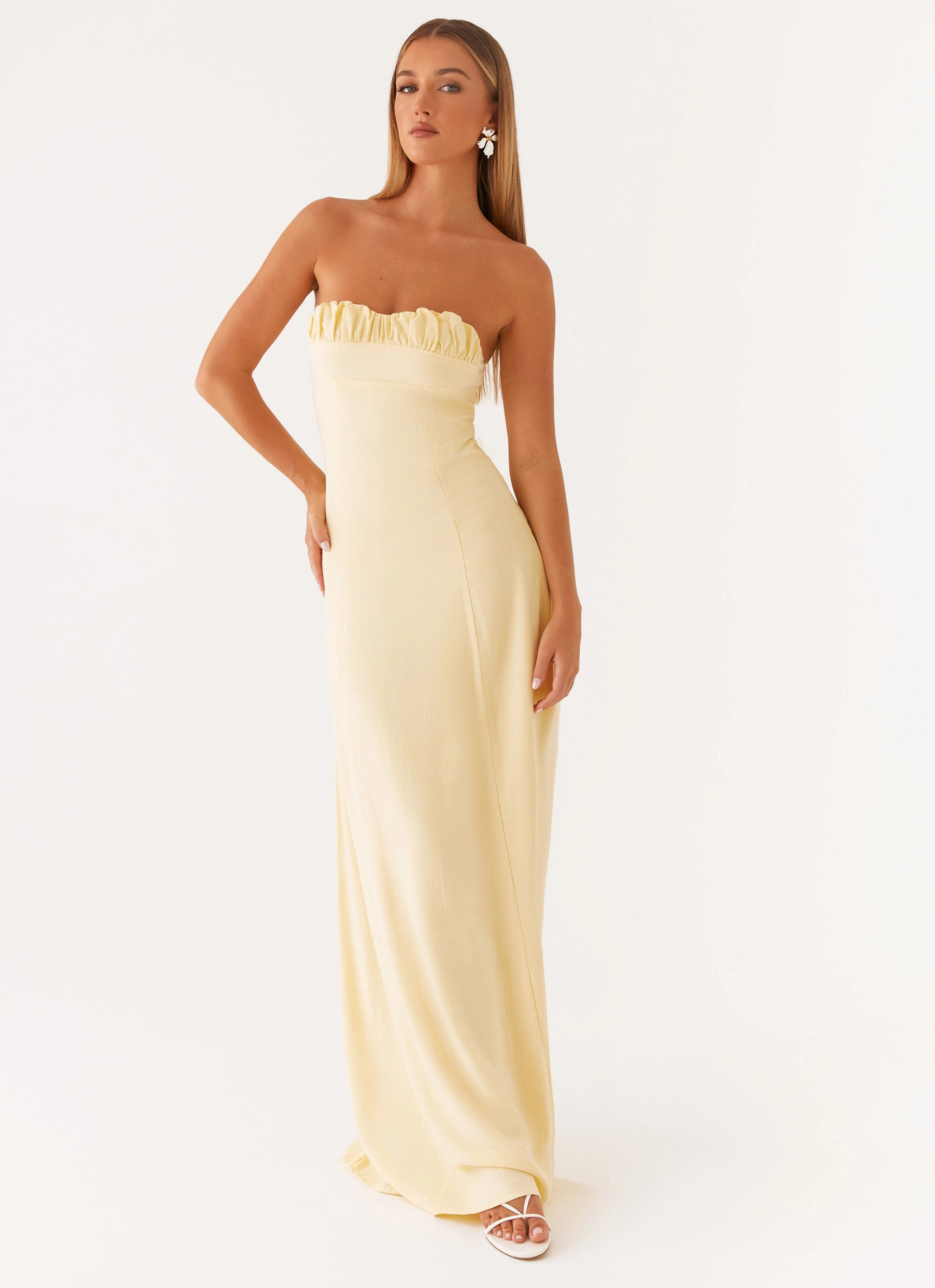 Casual Style Wear Breezy Fit Tayla Linen Maxi Dress - Yellow