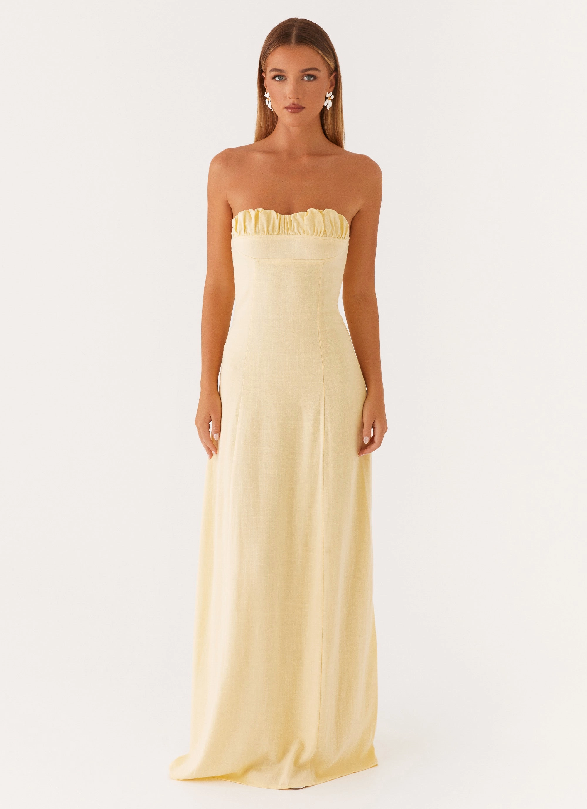 Tayla Linen Maxi Dress - Yellow Effortless Fit Sophisticated Waistband Fit