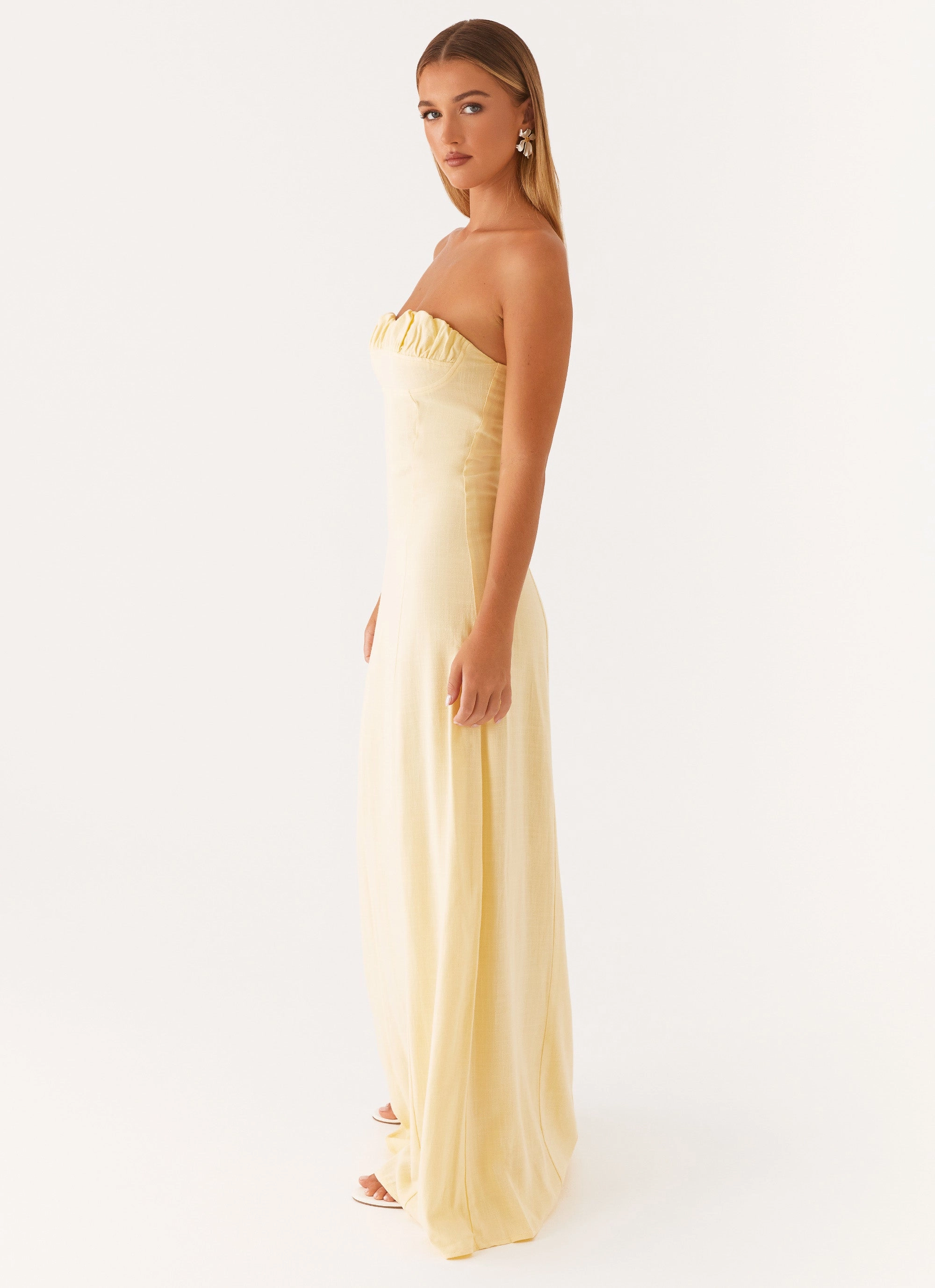 Church Proper Easy-Storage Tayla Linen Maxi Dress - Yellow