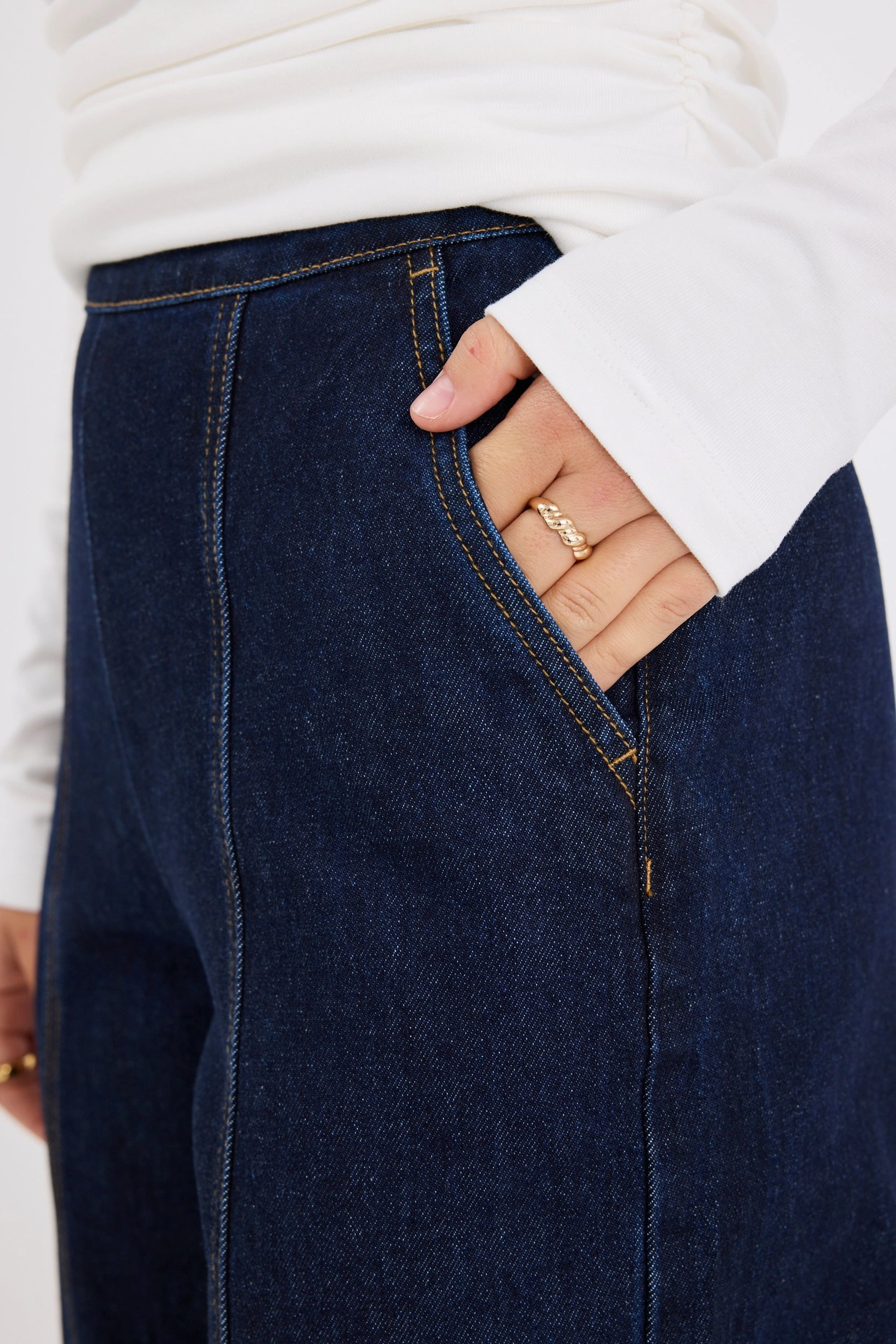 On The Move Imperial Indigo Flat Front Wide Leg Jean