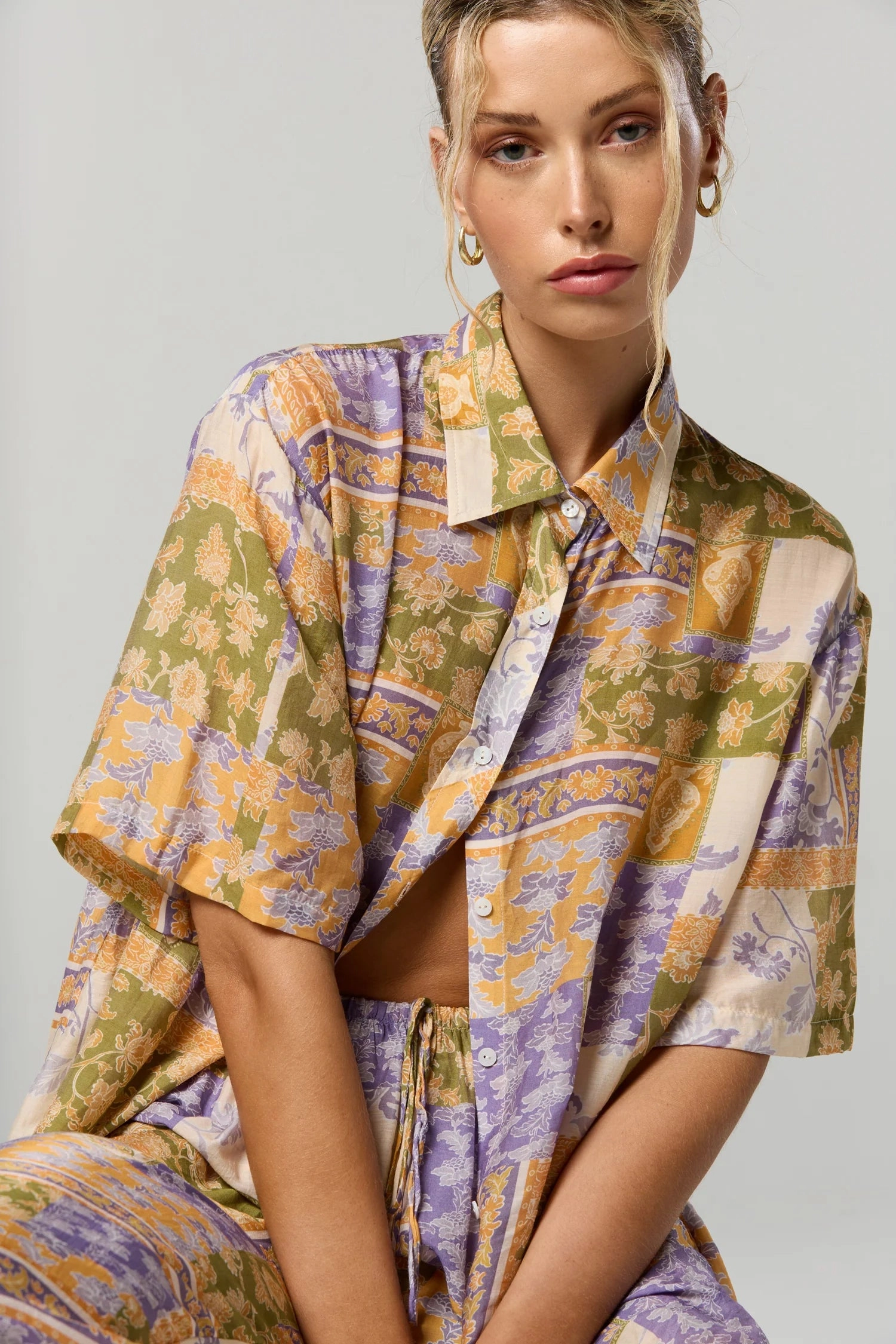 Billie Patchwork Floral Print Shirt DoubleLayered