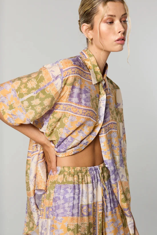 HeatSealed Seams LongWearingComfort Billie Patchwork Floral Print Shirt