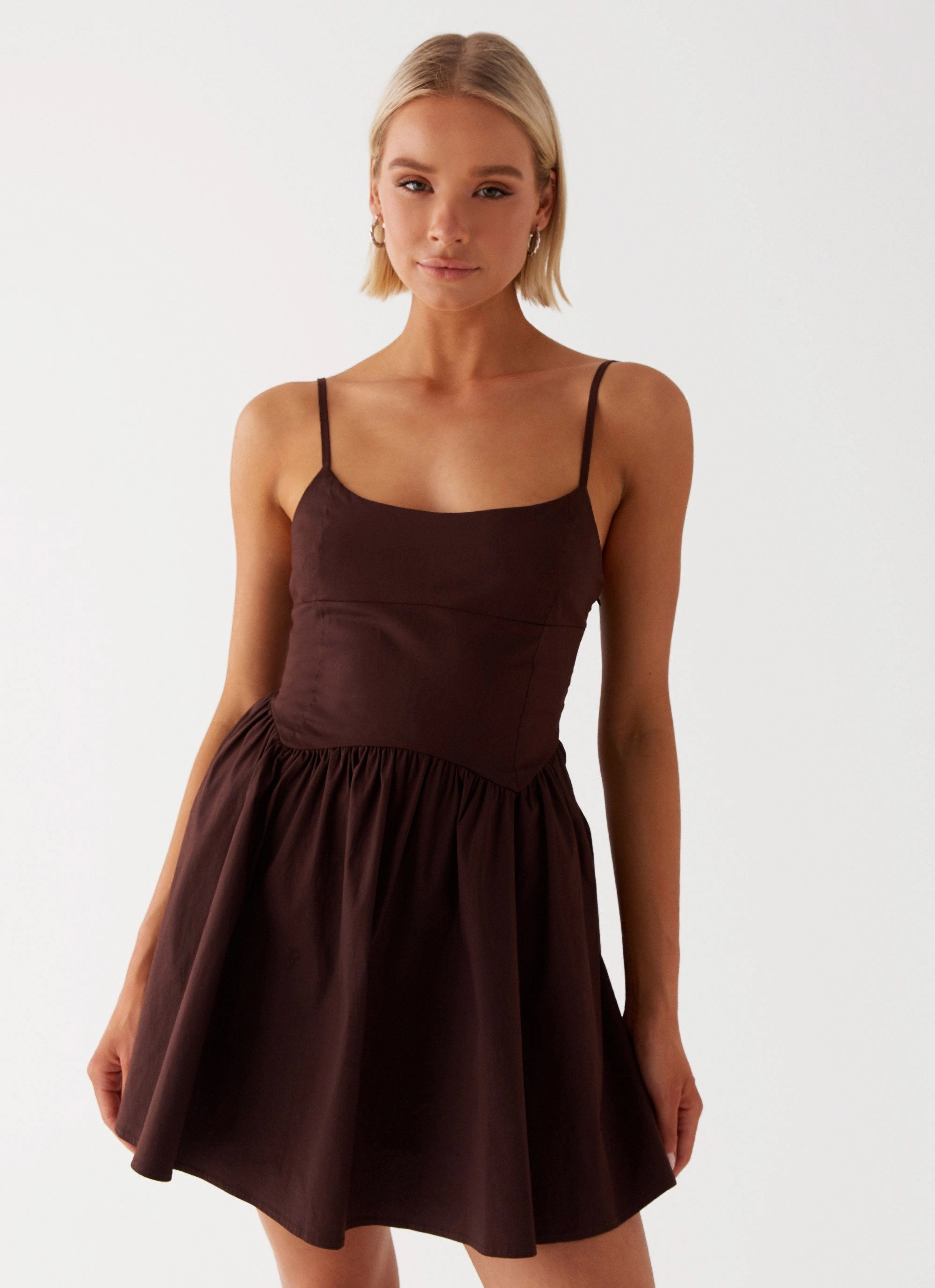 Tesoro Mio Mini Dress - Chocolate Smooth Surface Velvet-Touch