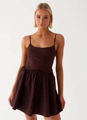 Tesoro Mio Mini Dress - Chocolate Smooth Surface Velvet-Touch