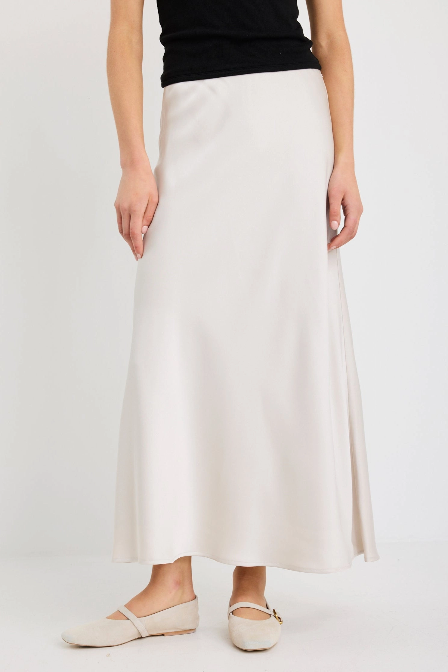 Texture Focus Prodigy Pearl Satin Bias Maxi Skirt