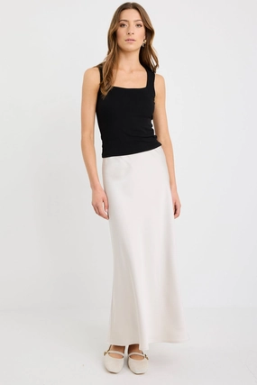 Subtle Shimmer Prodigy Pearl Satin Bias Maxi Skirt