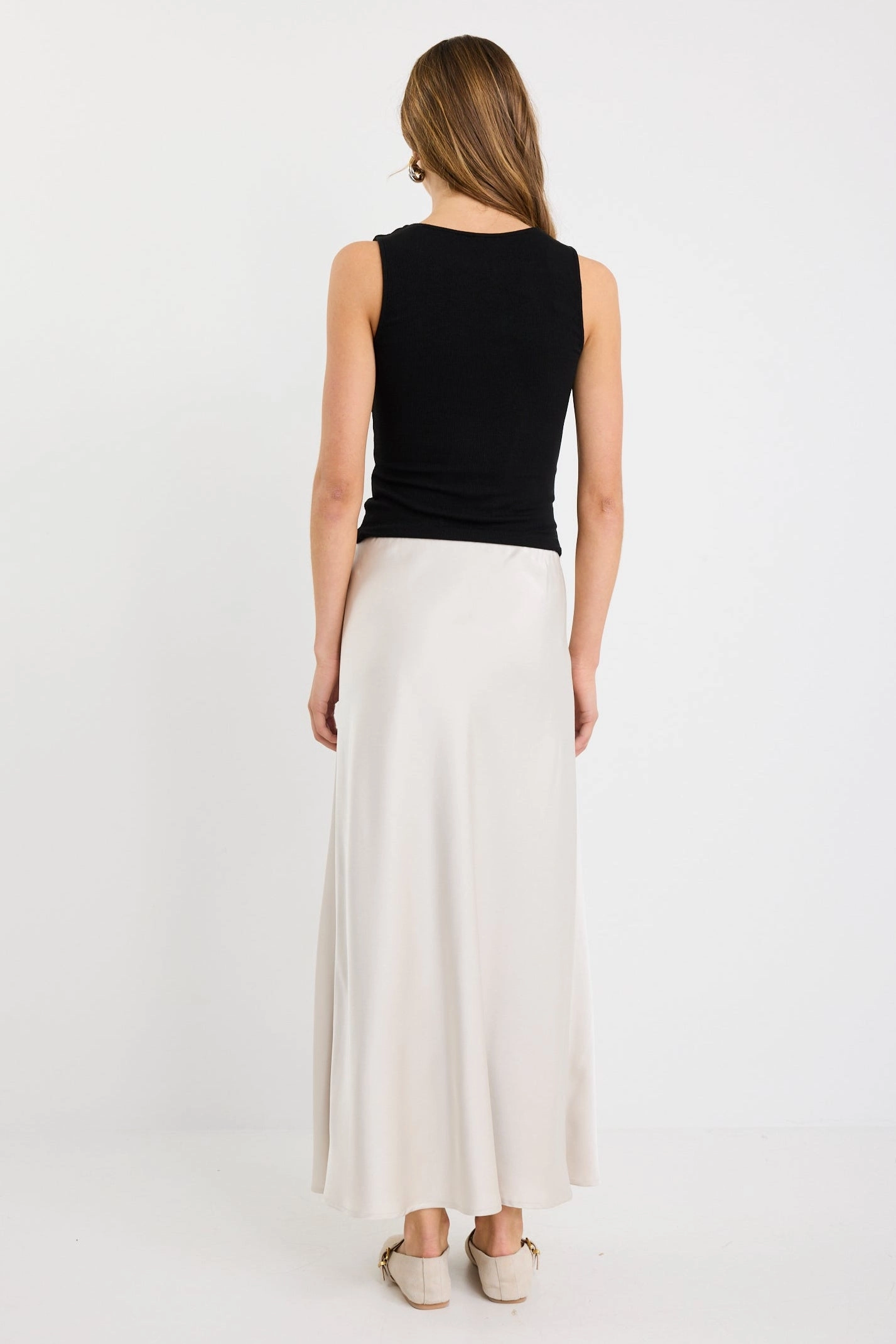 Polished Style Prodigy Pearl Satin Bias Maxi Skirt
