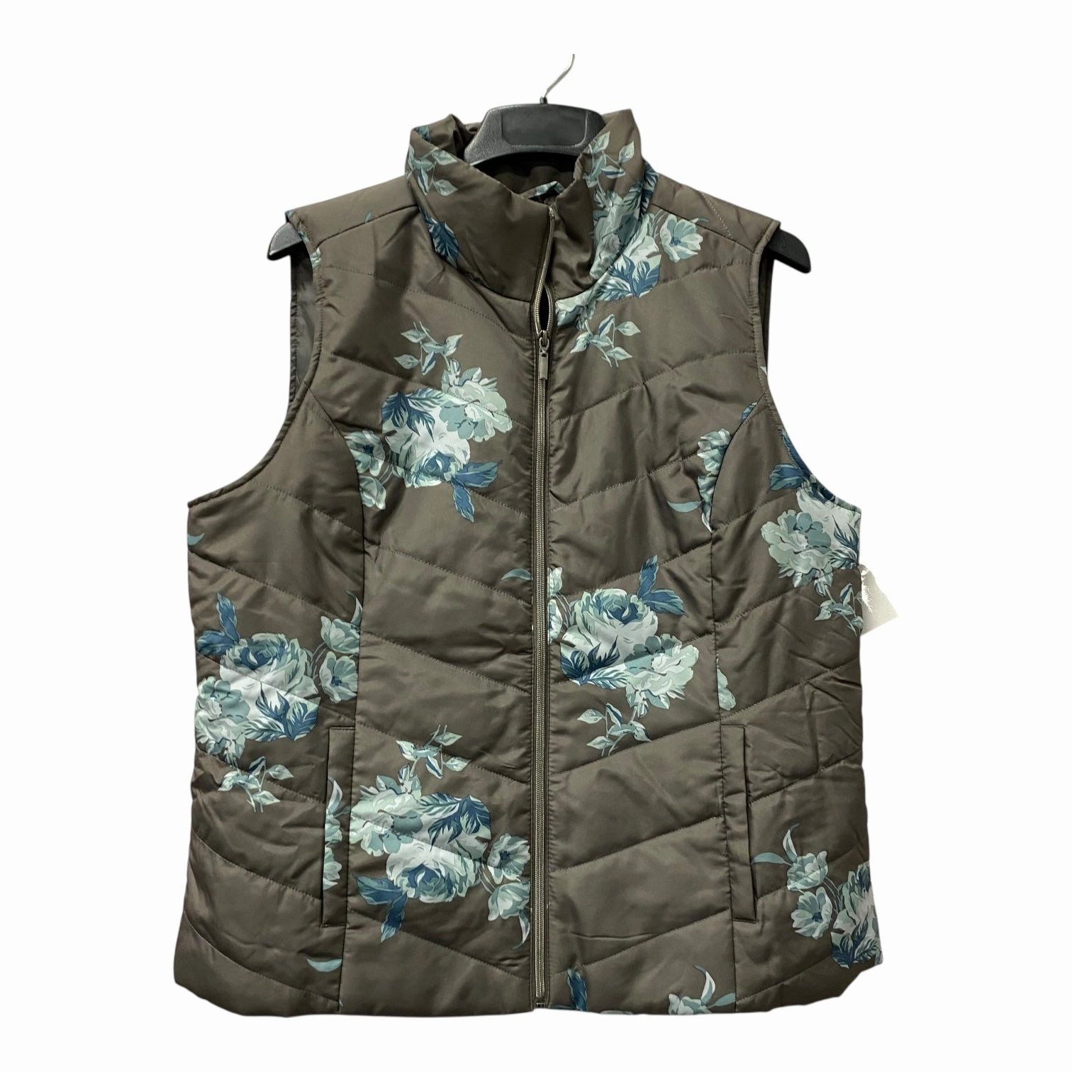 Vest Puffer & Quilted By Cj Banks In Grey, Size:Xl Many Pockets Double Layer Protection