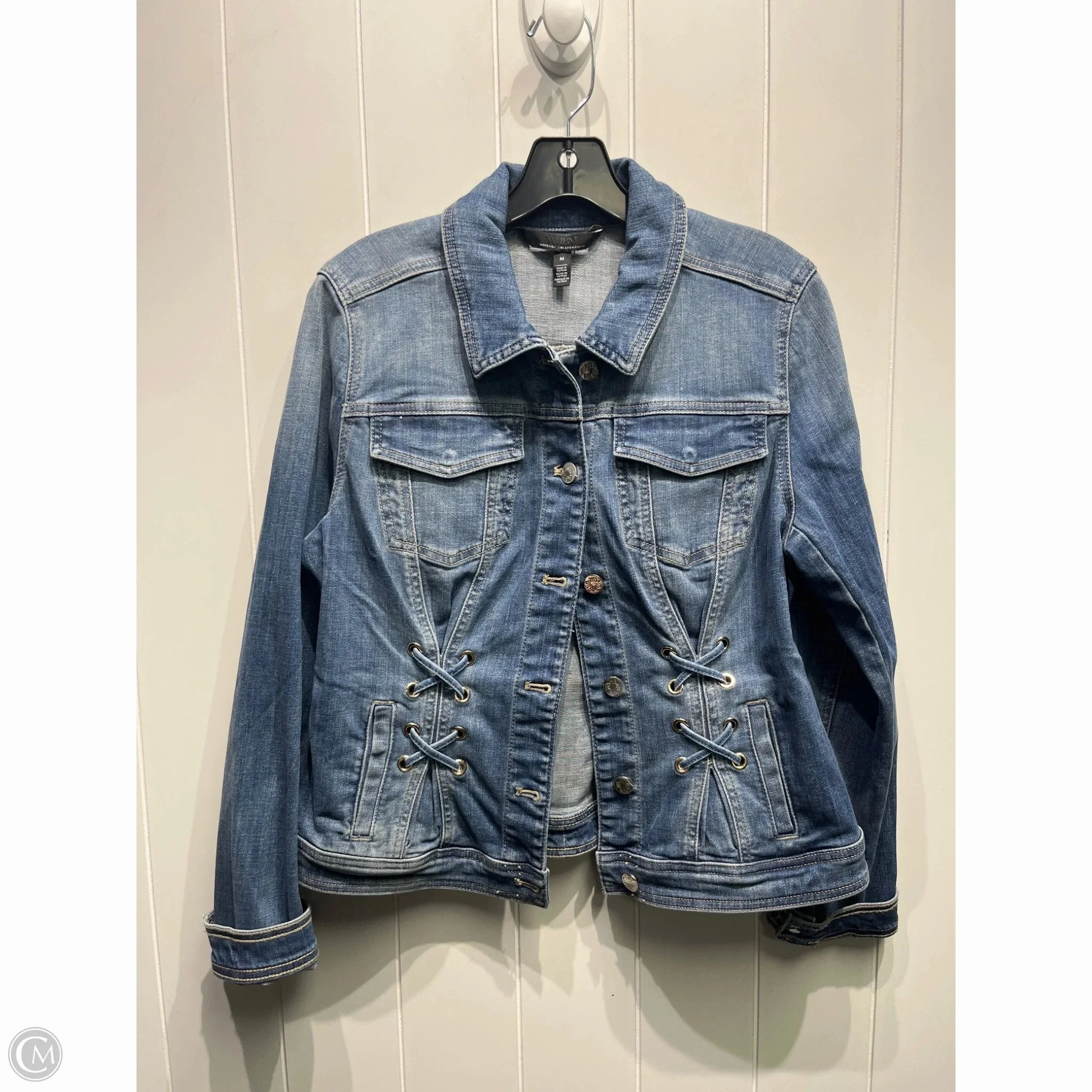 Jacket Denim By White House Black Market In Blue Denim, Size: M Reinforced Seam Construction Tear Resistant