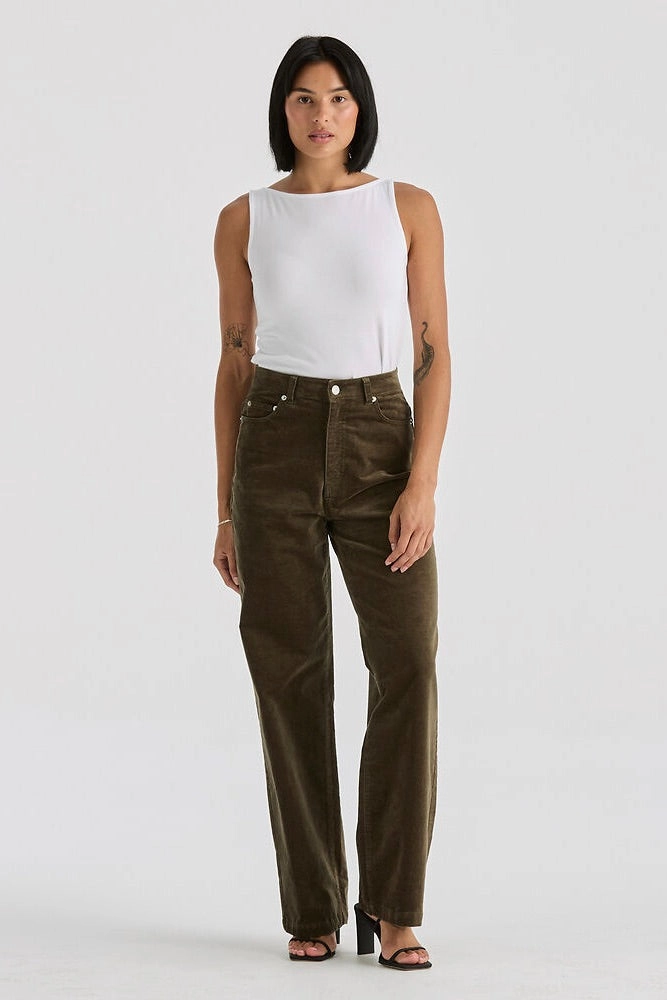 NonRestrictiveFit Hi Wide Deep Olive Cord Pant