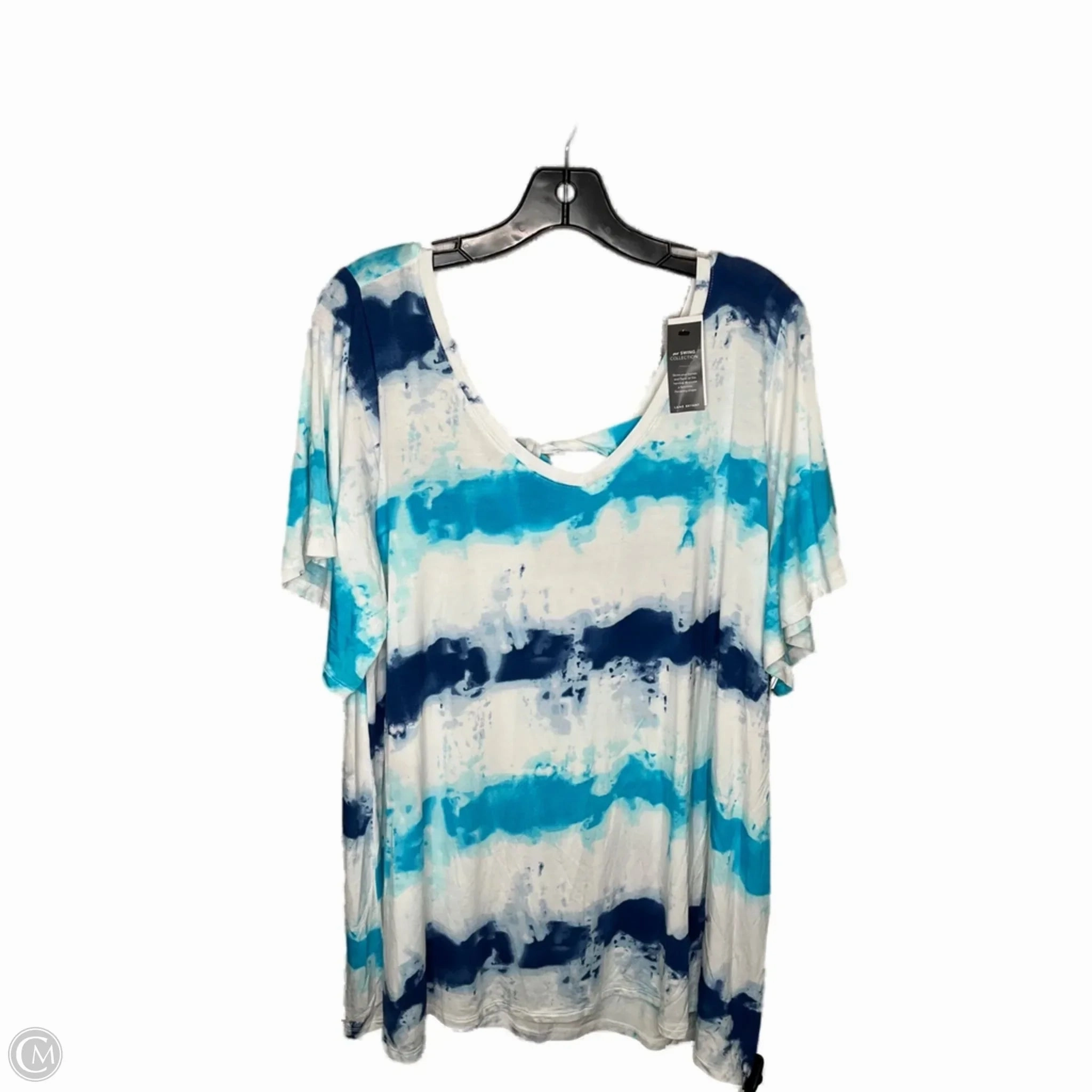 Top Short Sleeve By Lane Bryant In Blue & White, Size: 2x Wrinkle Resistant Material Beach relaxation