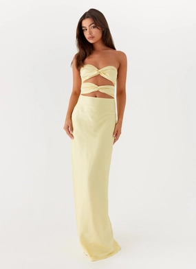 Stylish Touch Tianna Strapless Maxi Dress - Yellow