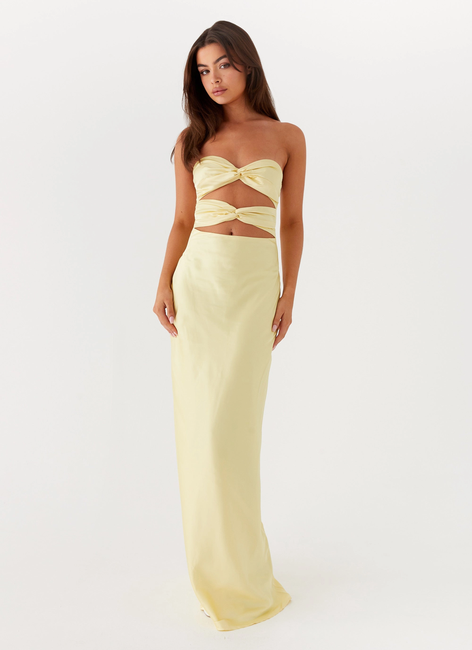 Stylish Touch Tianna Strapless Maxi Dress - Yellow