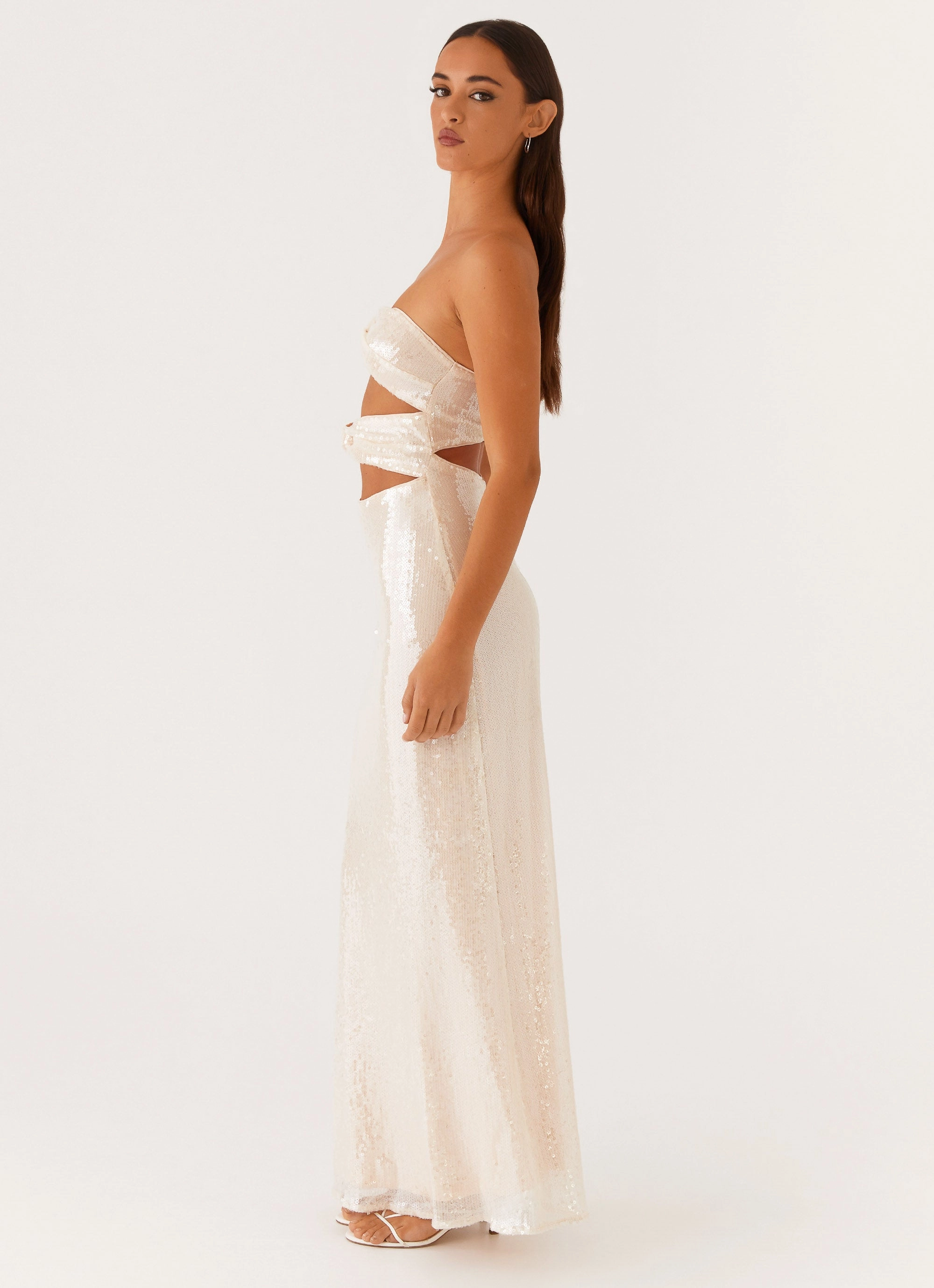 Summer Wardrobe Tianna Strapless Sequin Maxi Dress - Ivory