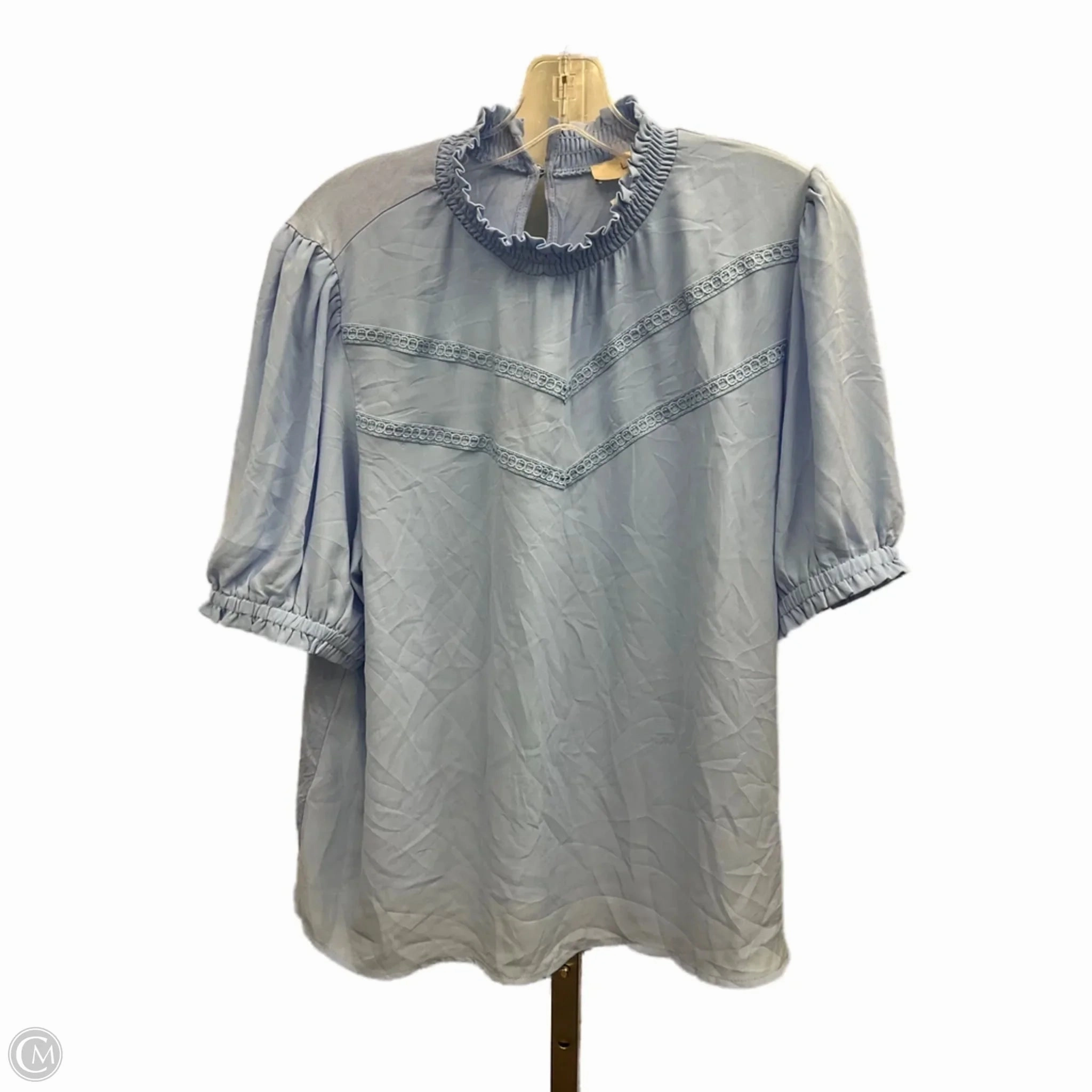 Geometric Print Cozy Comfort Top Short Sleeve By Loft In Blue, Size: Xl