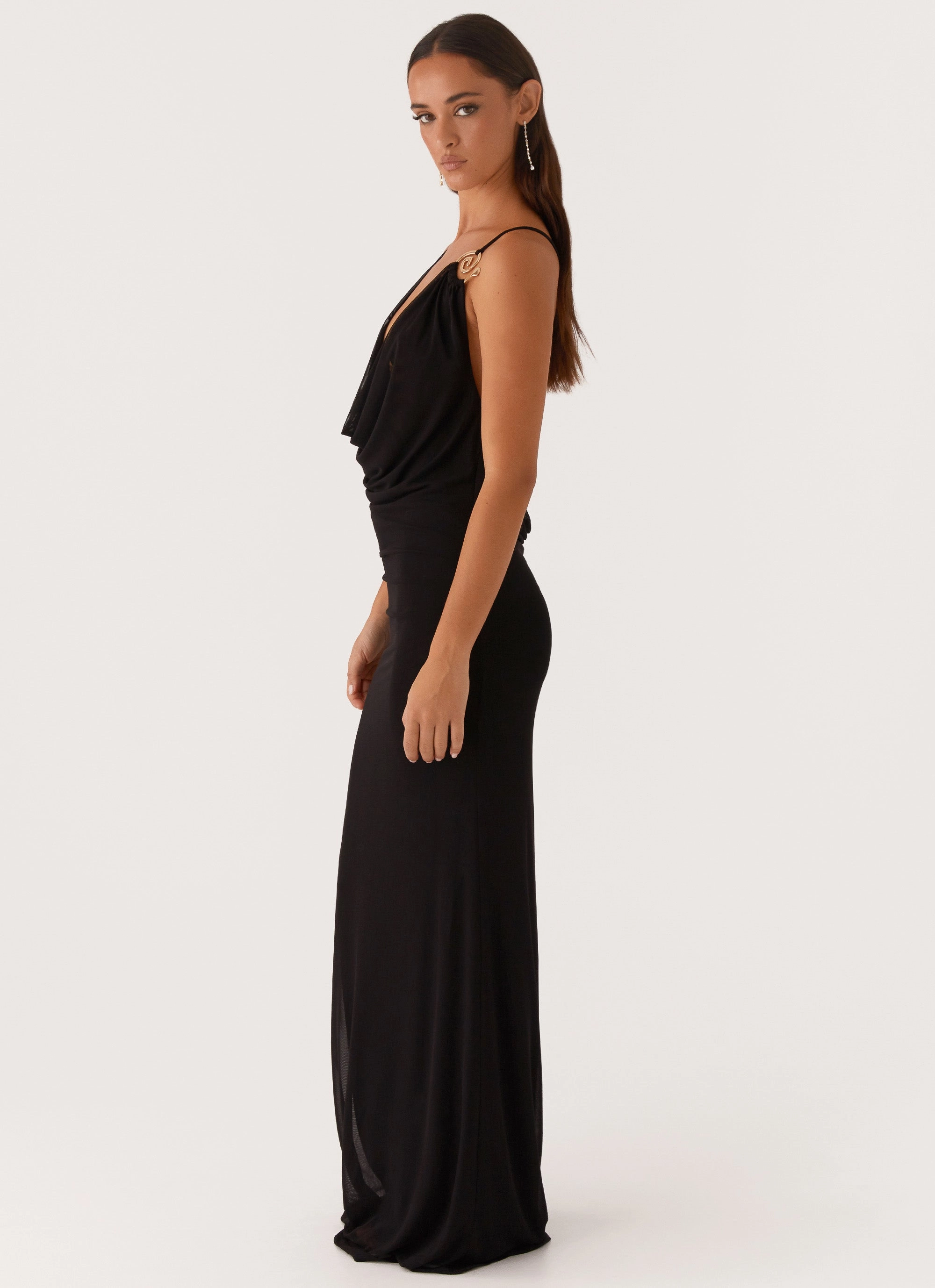 Modern Waistband Game Player Maxi Dress - Black