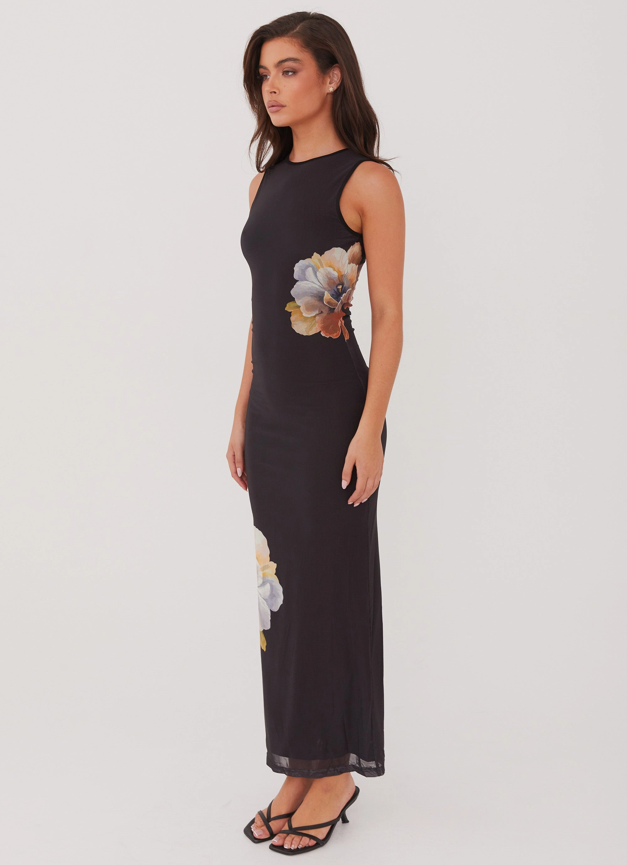 Smart Look Work or Play Side Effects Mesh Maxi Dress - Black Orchid