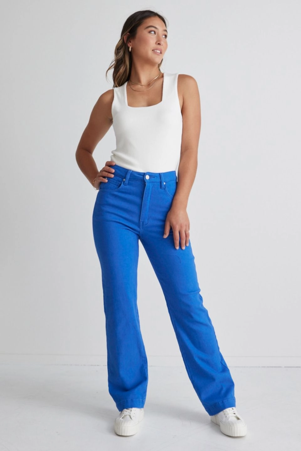 Flattering Design Wear Billie Cobalt Blue Wide Leg Jeans