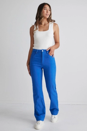 Billie Cobalt Blue Wide Leg Jeans Breath Fit