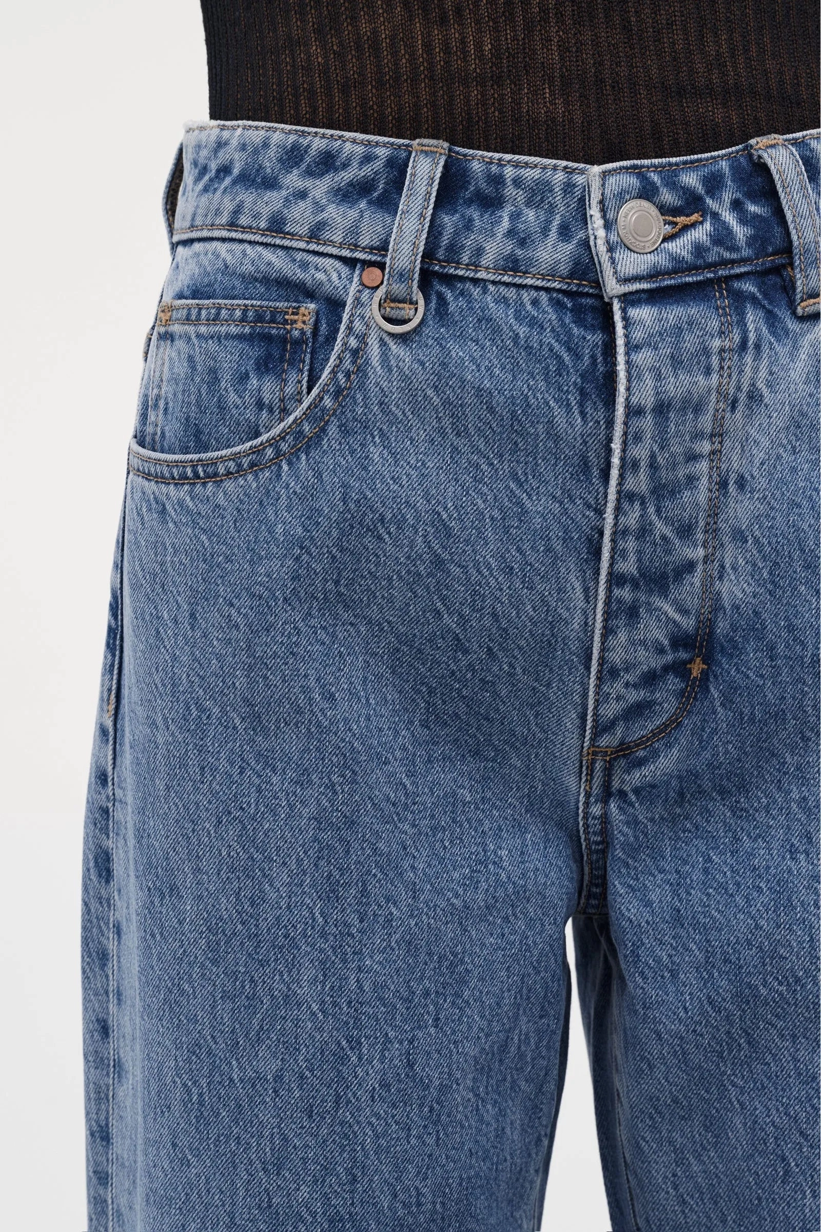 Stable Shape Simple Comfort Wear Coco Milano Blue High Relaxed Straight Jean