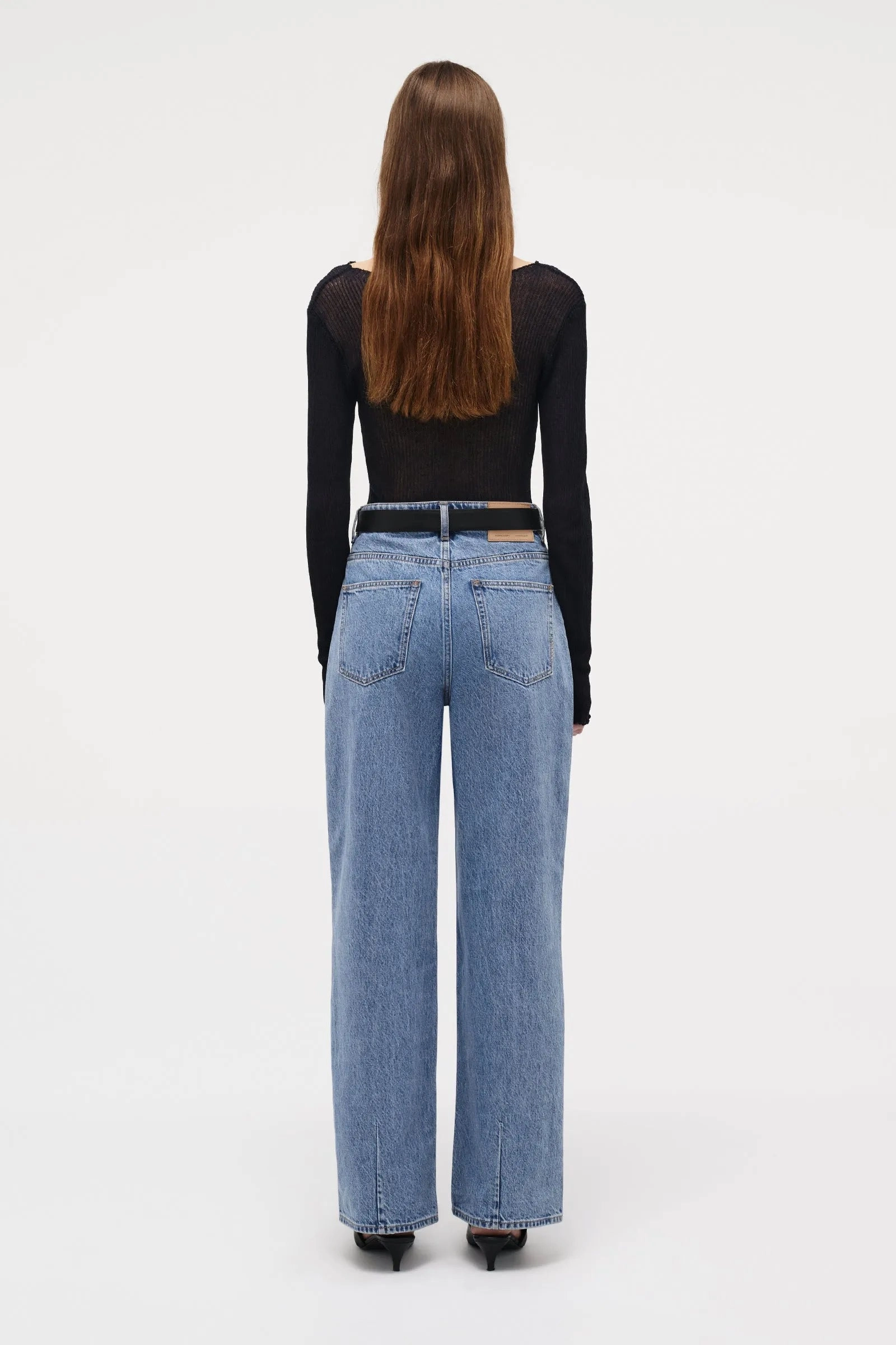 Stain Resistant CompressionFitFabric Coco Milano Blue High Relaxed Straight Jean