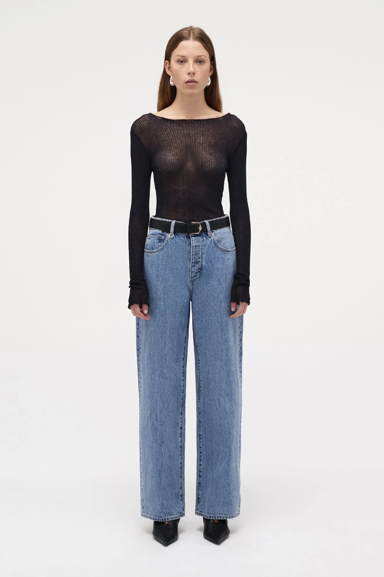 Coco Milano Blue High Relaxed Straight Jean Stylish Waistband