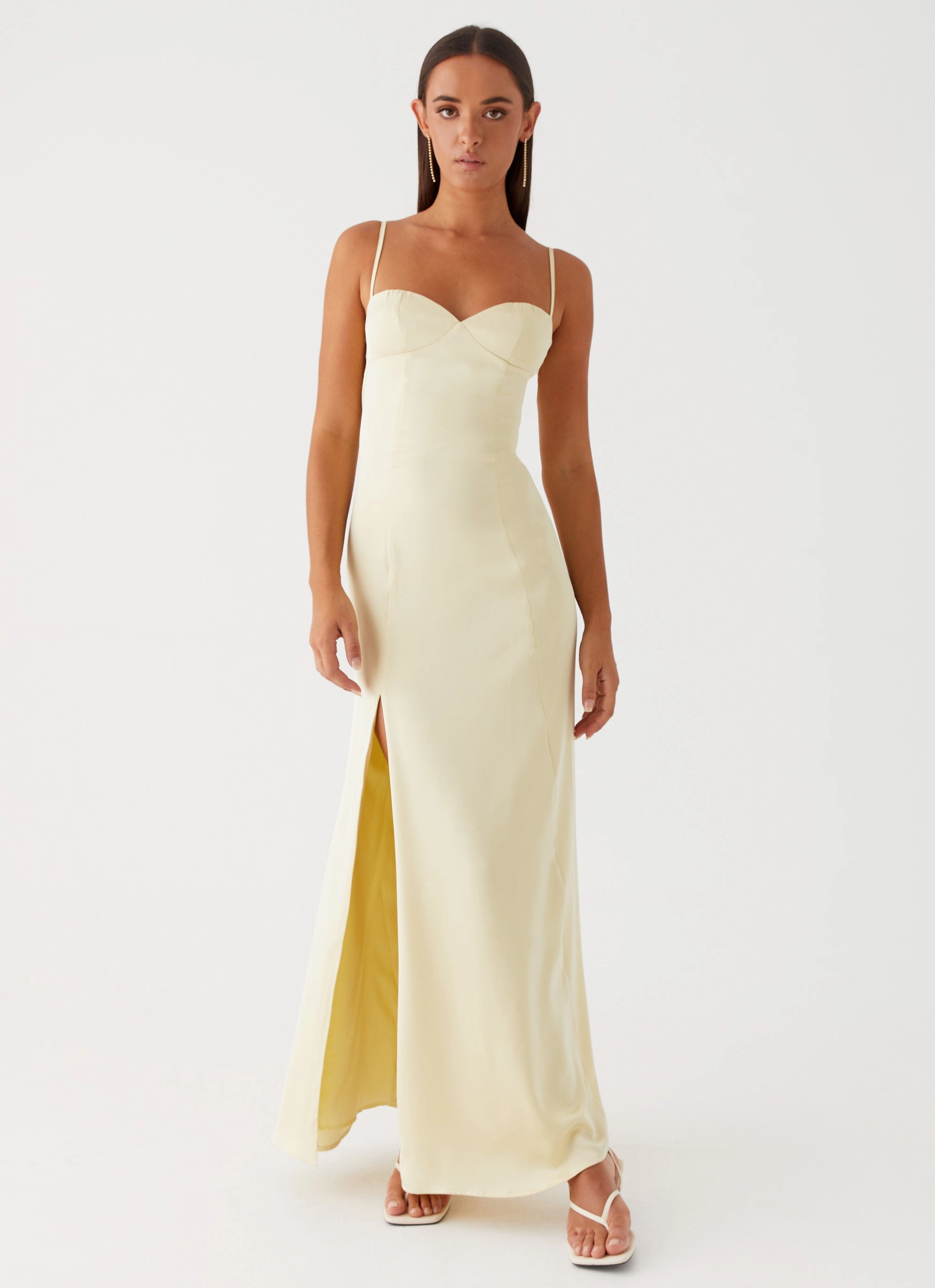 Perfect Style Slim-fit Miss Bloom Maxi Dress - Lemon