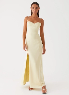 Perfect Style Slim-fit Miss Bloom Maxi Dress - Lemon