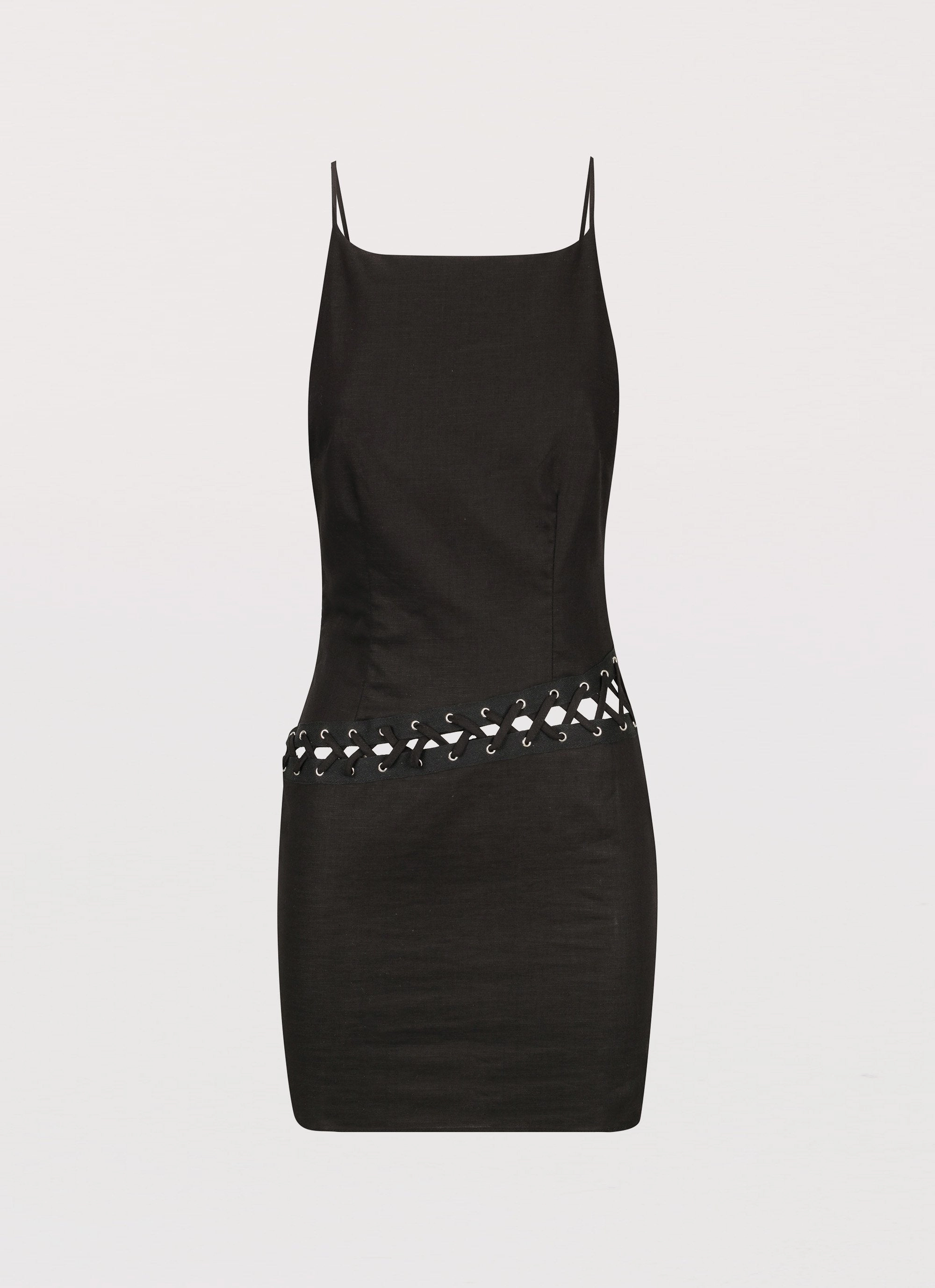 Perfect Always Linen Mini Dress - Black Semi Formal