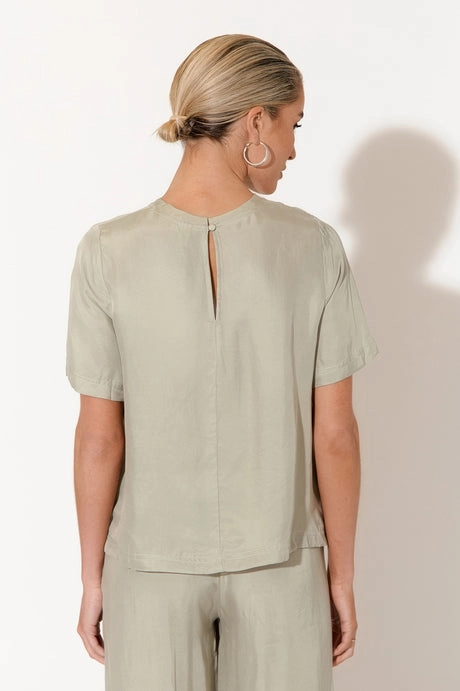 Arden Sage Cupro Top Sheer Overlay Material