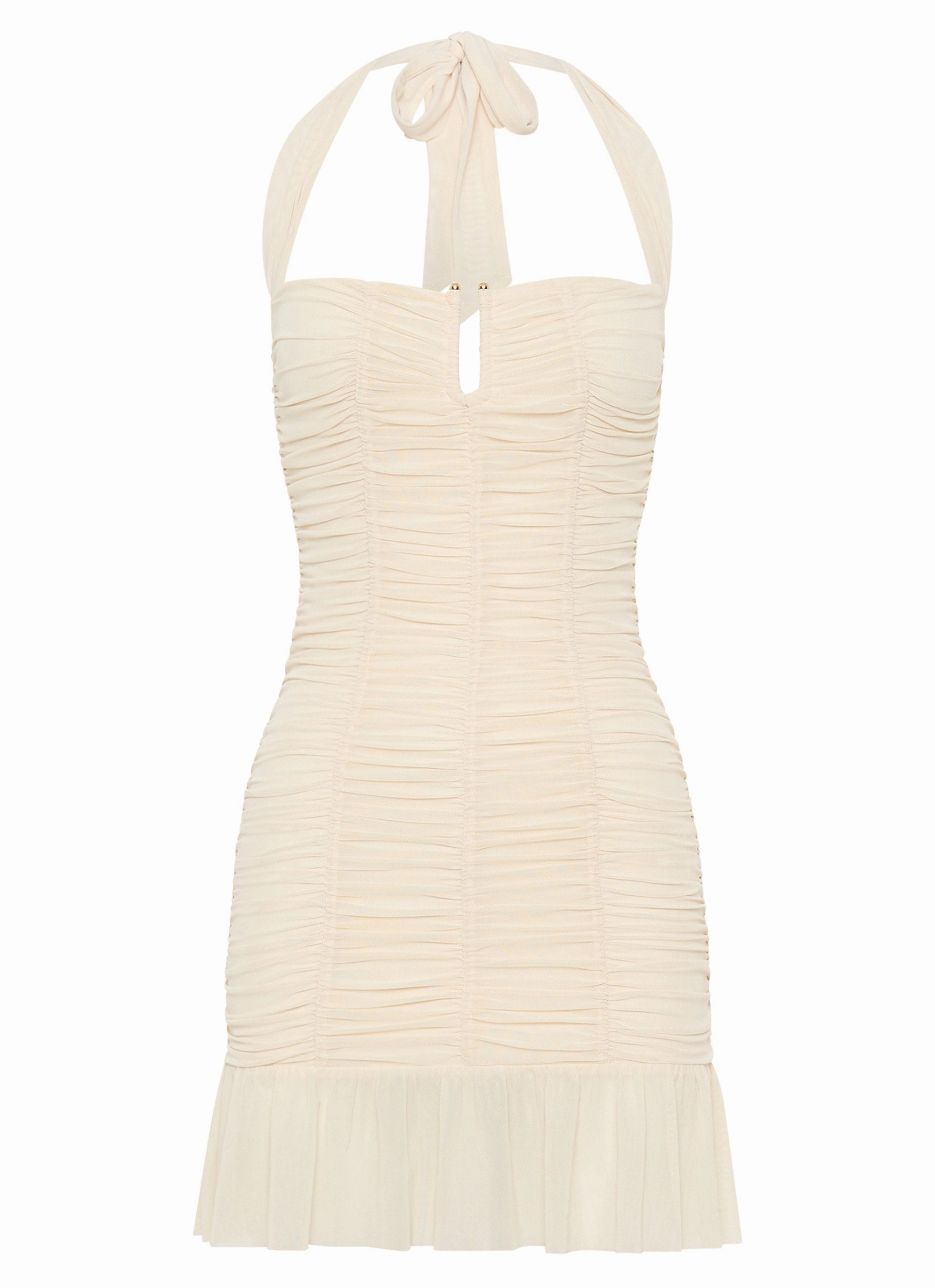 Sleek Cut Toni Halter Mini dress - Lemon