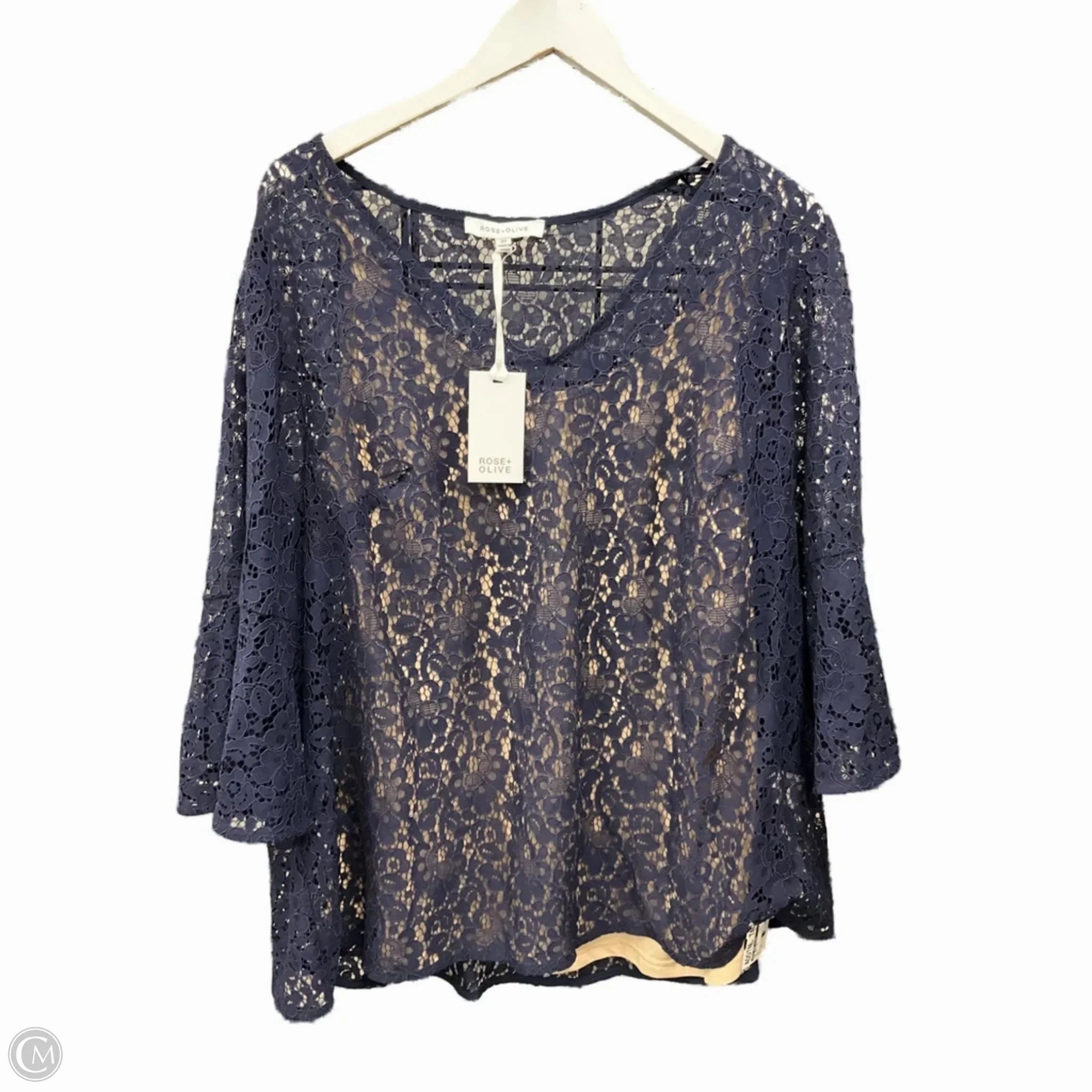 Top 2pc Short Sleeve By Rose And Olive In Navy, Size: 2x Easy-to-Match Daily Favorite
