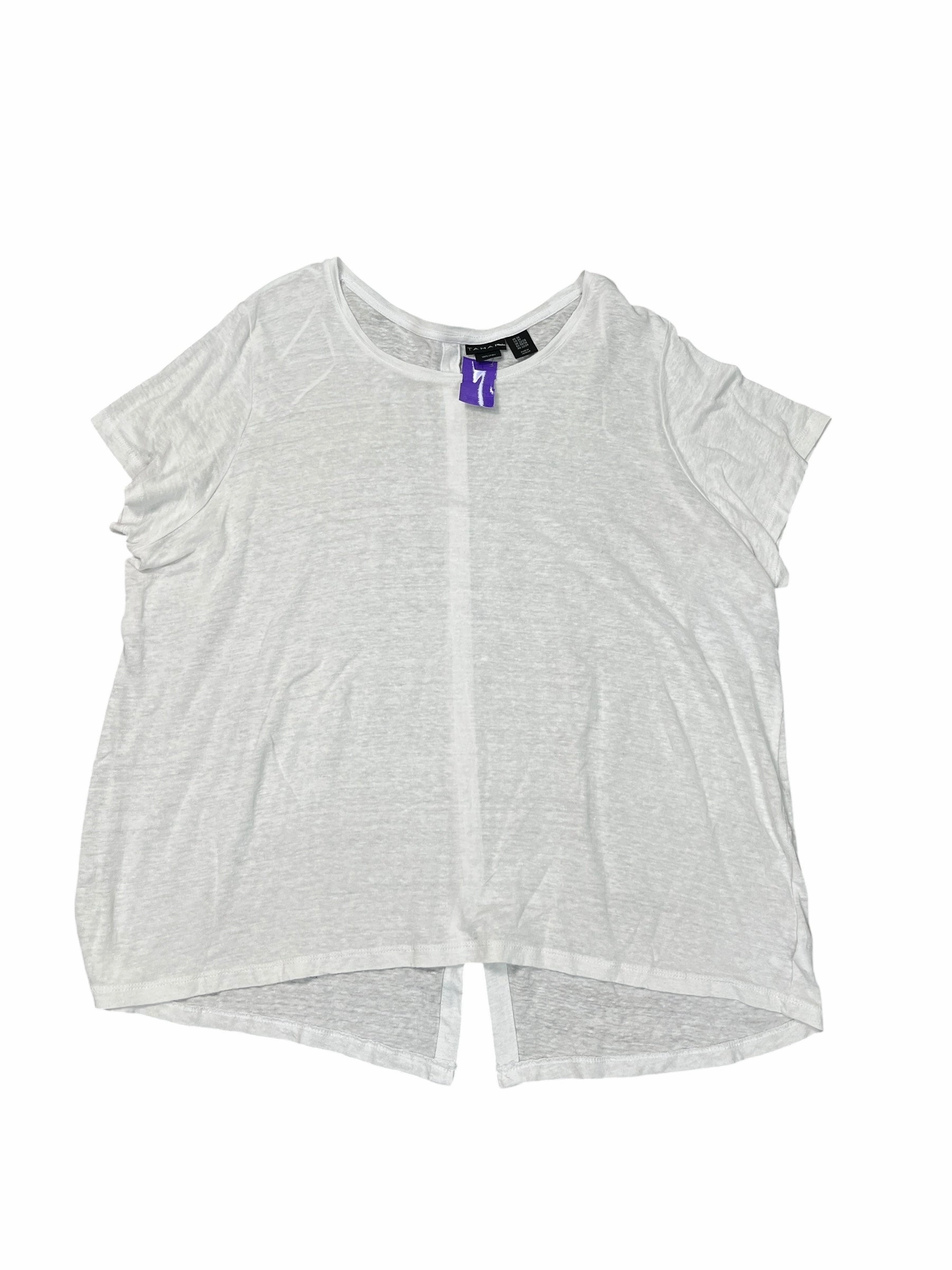 Limited Edition Top Ss By Tahari By Arthur Levine In White, Size:2X