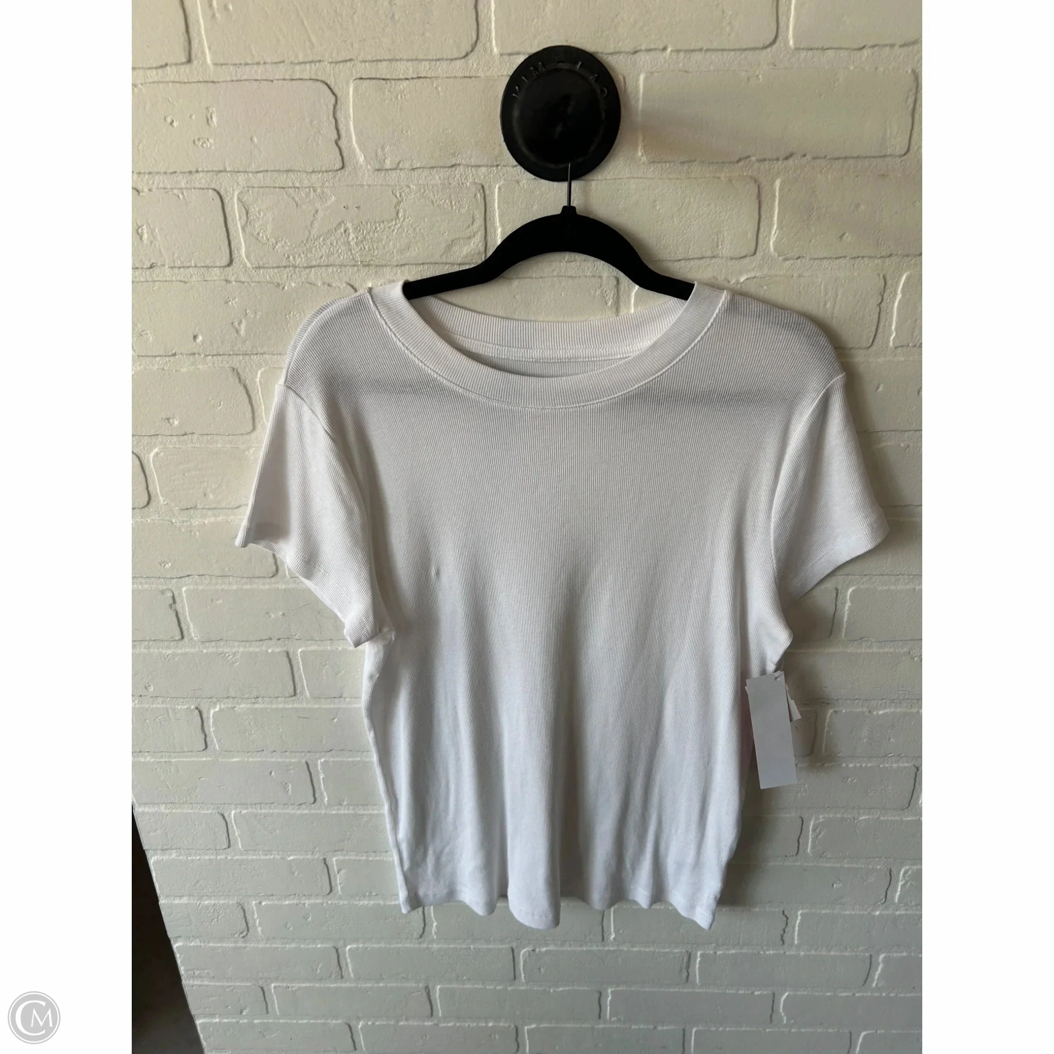 Top Short Sleeve Basic By A New Day In White, Size: 2x cycling outfit Distressed Hem Finish