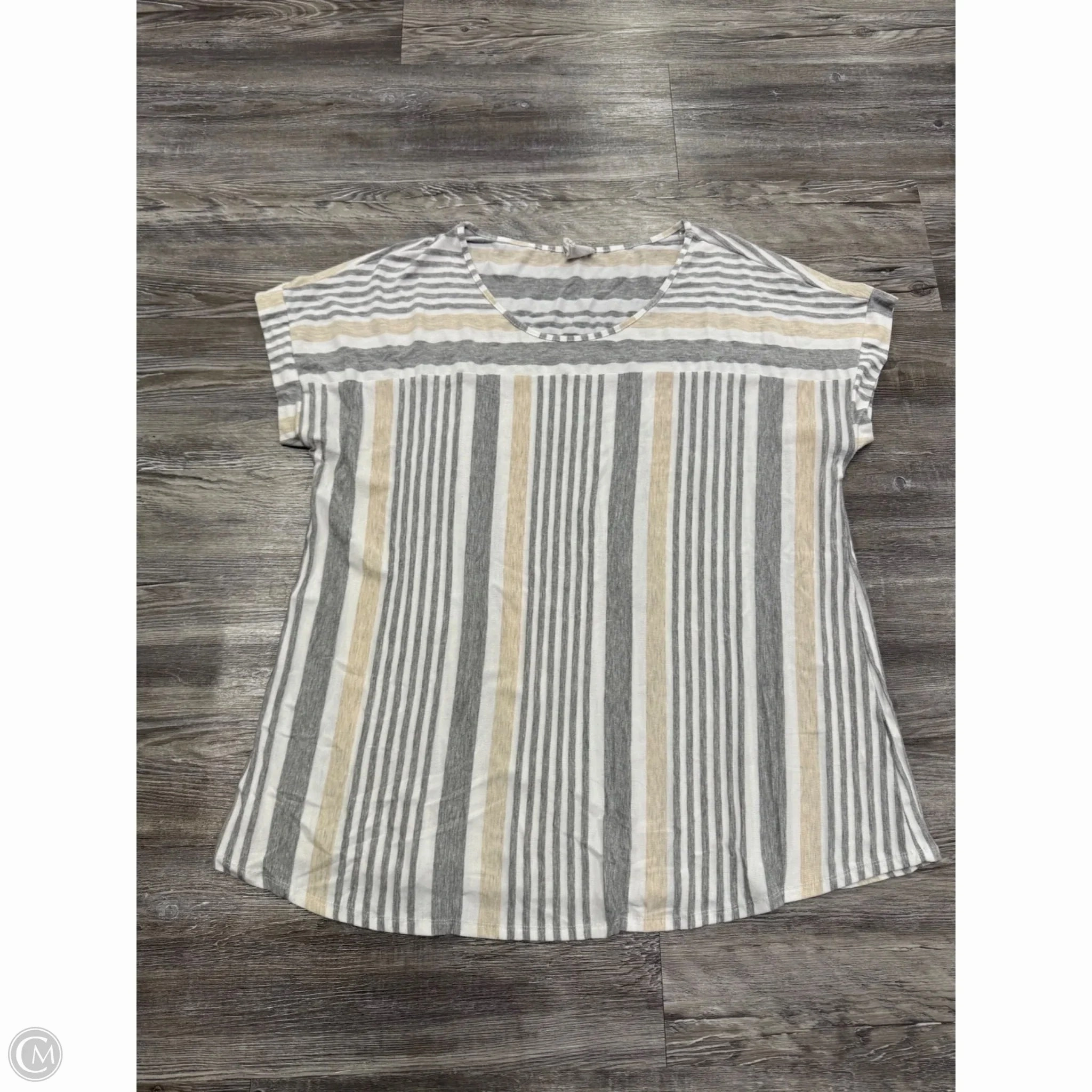 MoistureWickingFabric Sport Wear Top Short Sleeve Basic By aif In Grey & Tan, Size: 2x