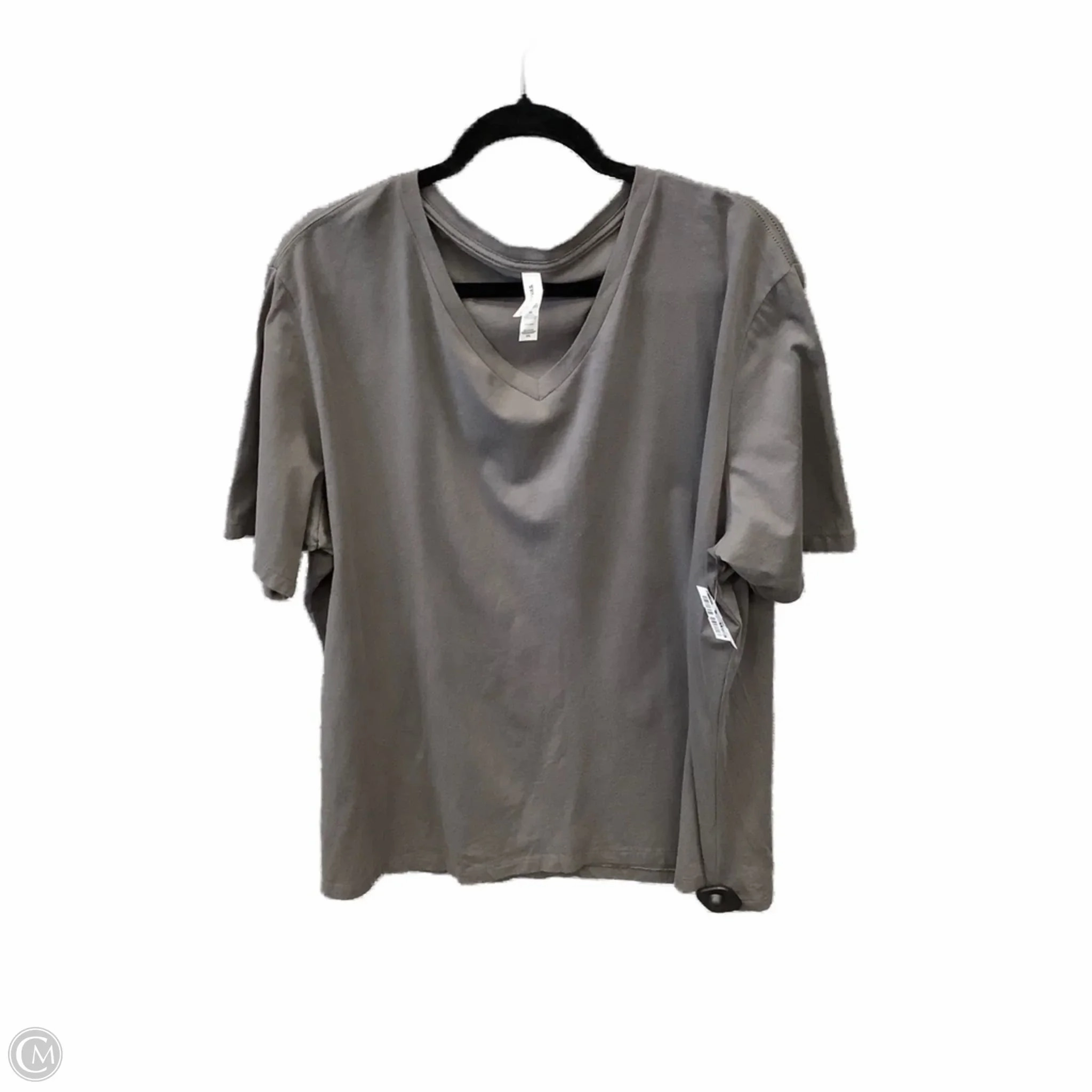 Scoop neck Top Short Sleeve Basic By Bella   Canvas In Grey, Size: 3x