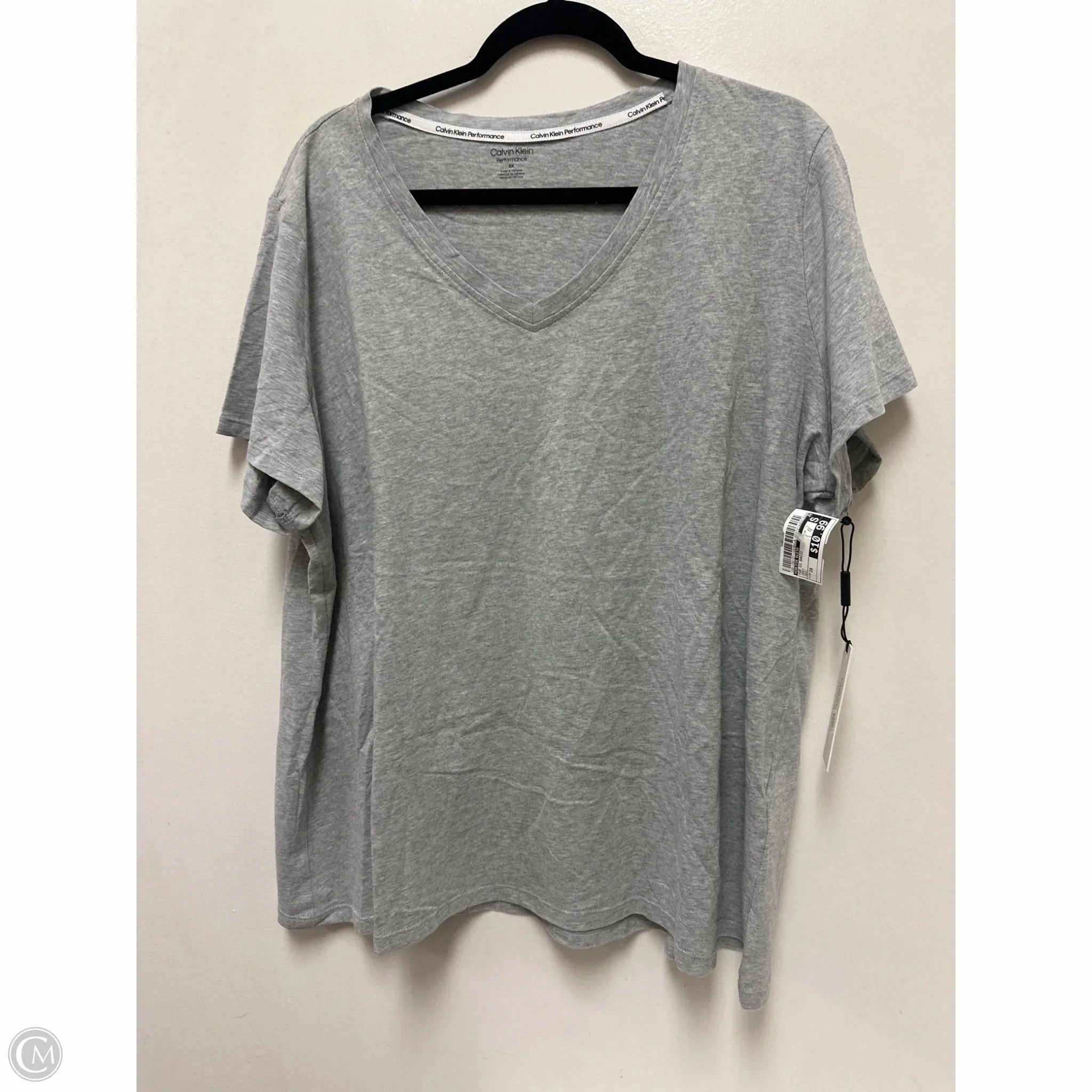 Short sleeved breeziness Top Short Sleeve Basic By Calvin Klein In Grey, Size: 3x