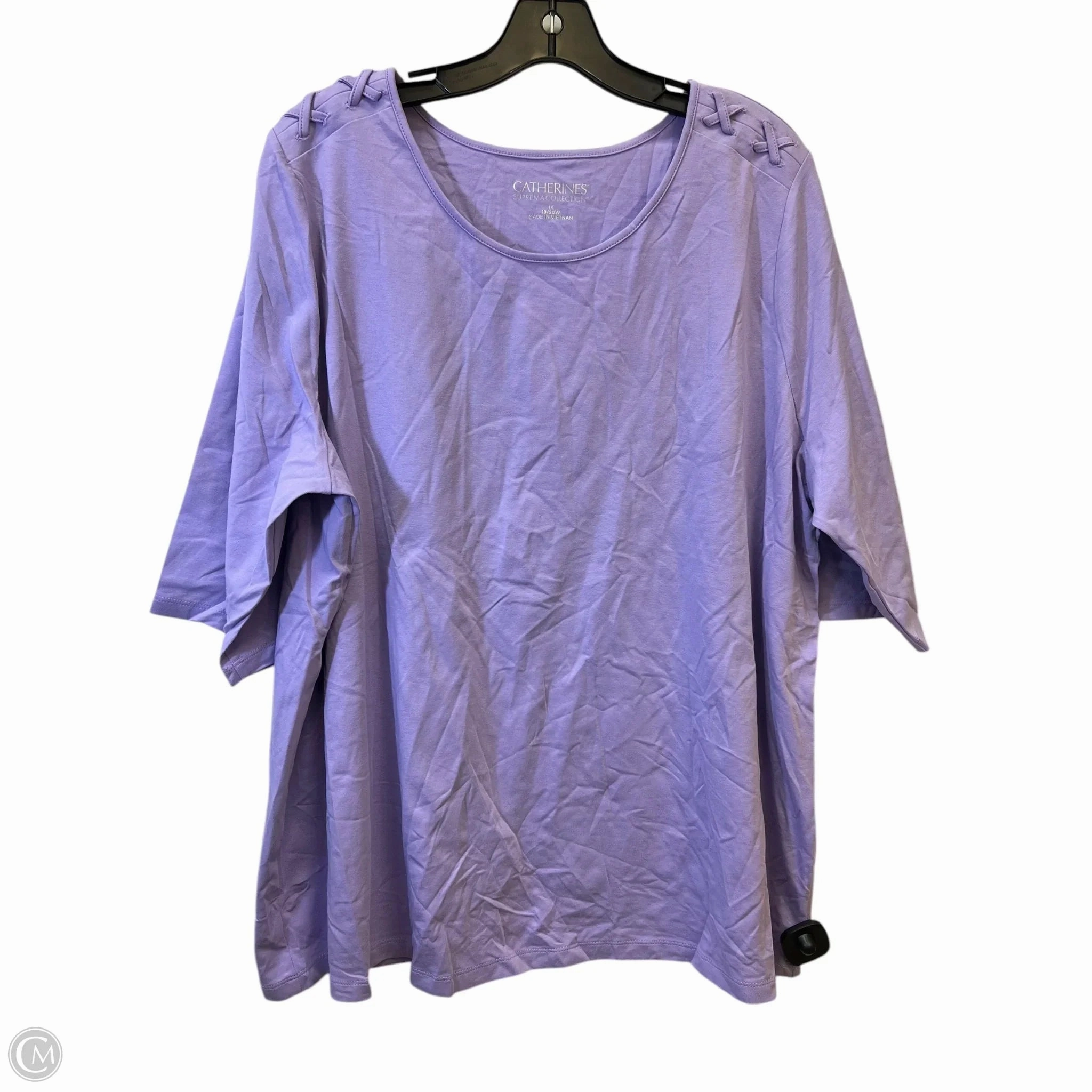 DoubleStitched Seams Casual Look Wear Top Short Sleeve Basic By Catherines In Purple, Size: 1x