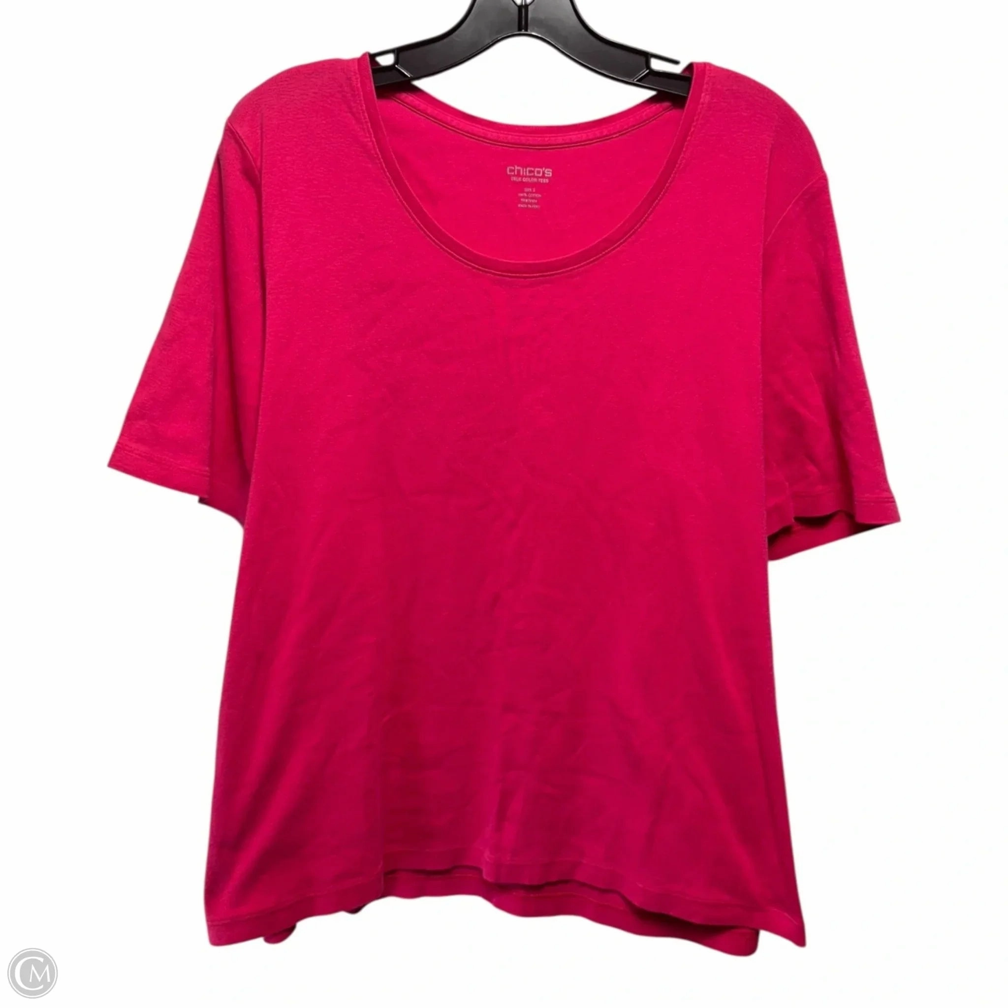 Colorfast Dye Top Short Sleeve Basic By Chicos In Pink, Size: Xl