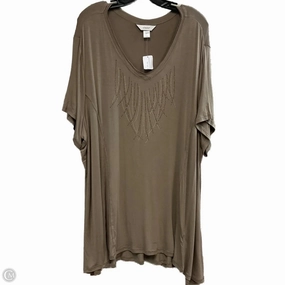 Top Short Sleeve Basic By Cj Banks In Brown, Size: 3x Relaxed Comfort Fit right size
