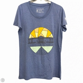 Reinforced Neckline Top Short Sleeve Basic By CLE Clothing Co. In Blue, Size: Xl