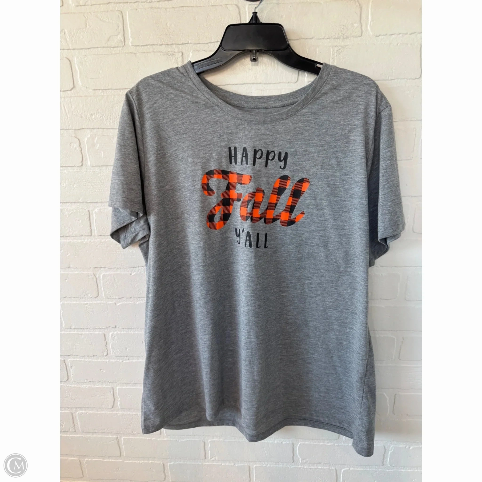 All-day style Holiday Outfit Style Top Short Sleeve Basic By Clothes Mentor In Grey & Orange, Size: 2x