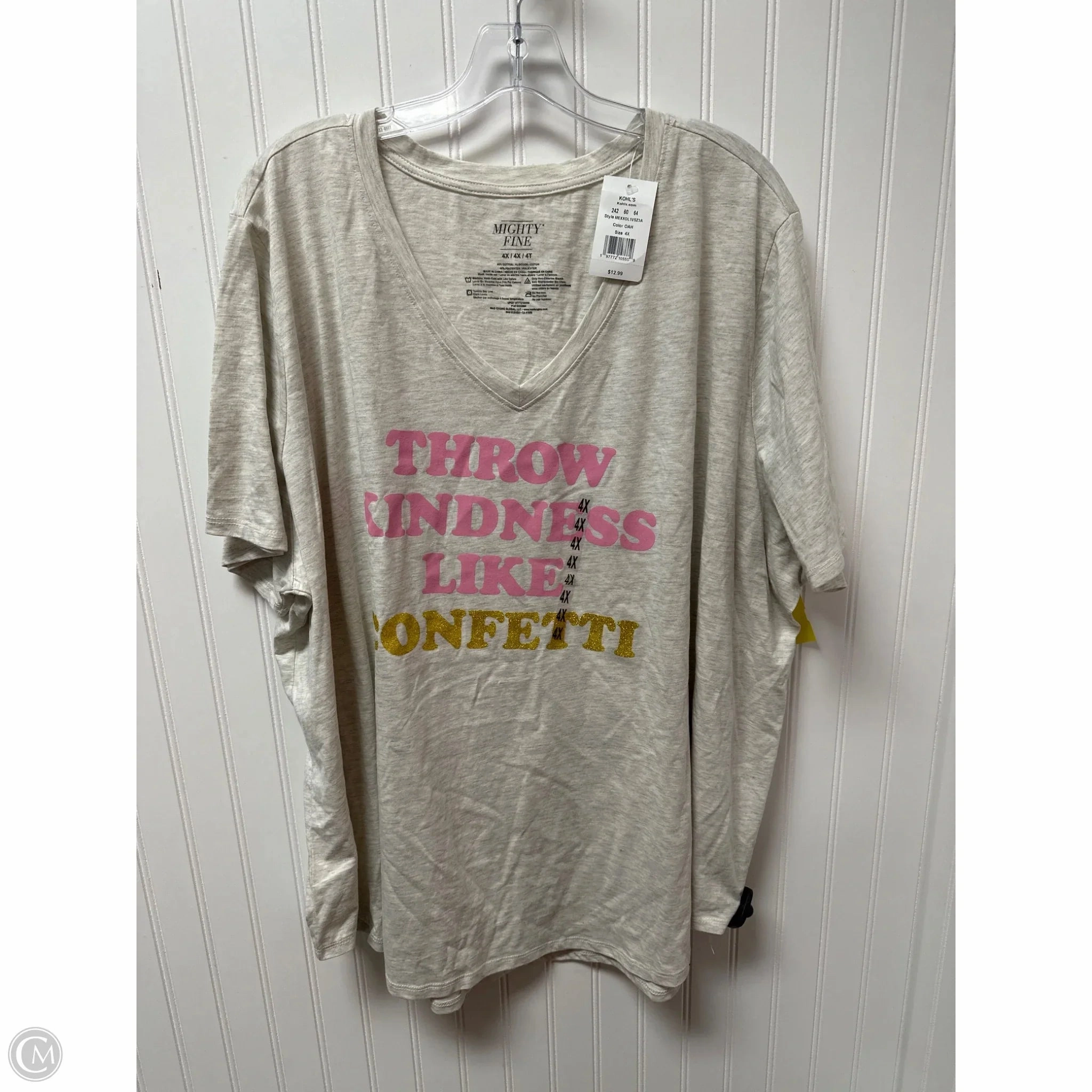 Top Short Sleeve Basic By Clothes Mentor In Grey, Size: 4x Geometric Pattern