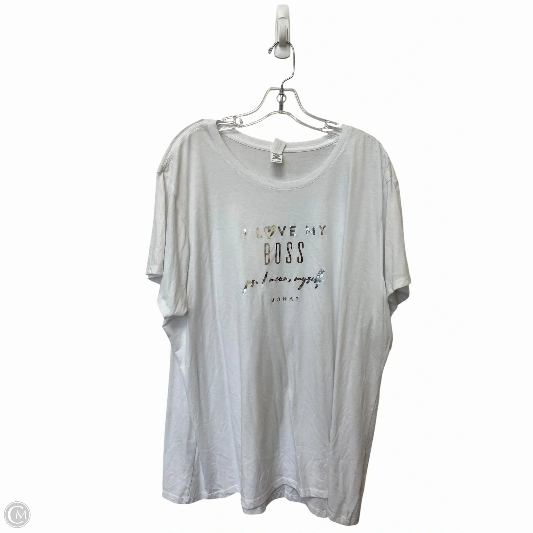 Top Short Sleeve Basic By Cmf In White, Size: 4x Stretchable Collar Band