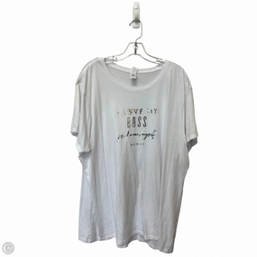 Top Short Sleeve Basic By Cmf In White, Size: 4x Stretchable Collar Band