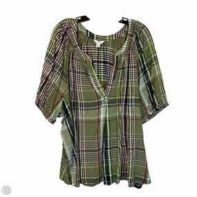 Top Short Sleeve Basic By Crown And Ivy In Plaid Pattern, Size: 4x Sporty Stretch Fit